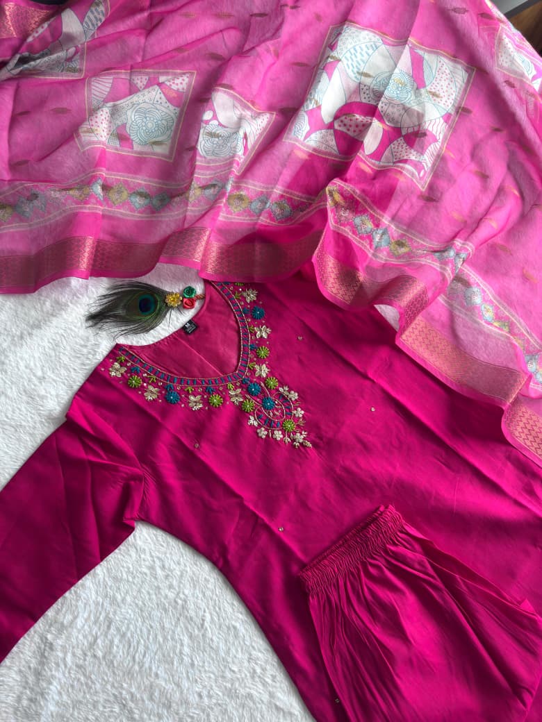 Premium Pink Kurti Set