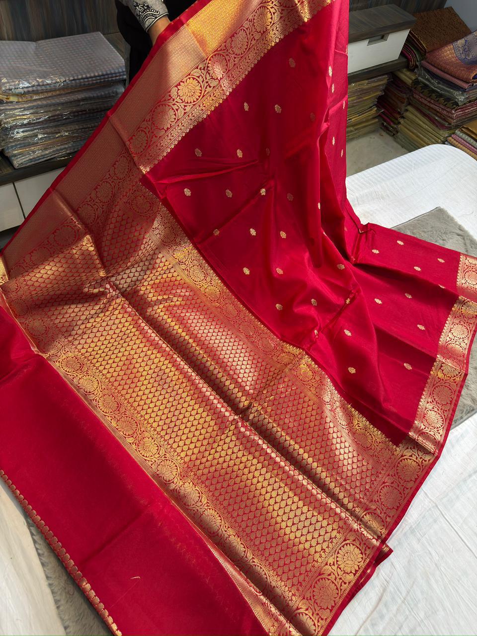Banarasi Green Raw Mango Soft Silk Saree