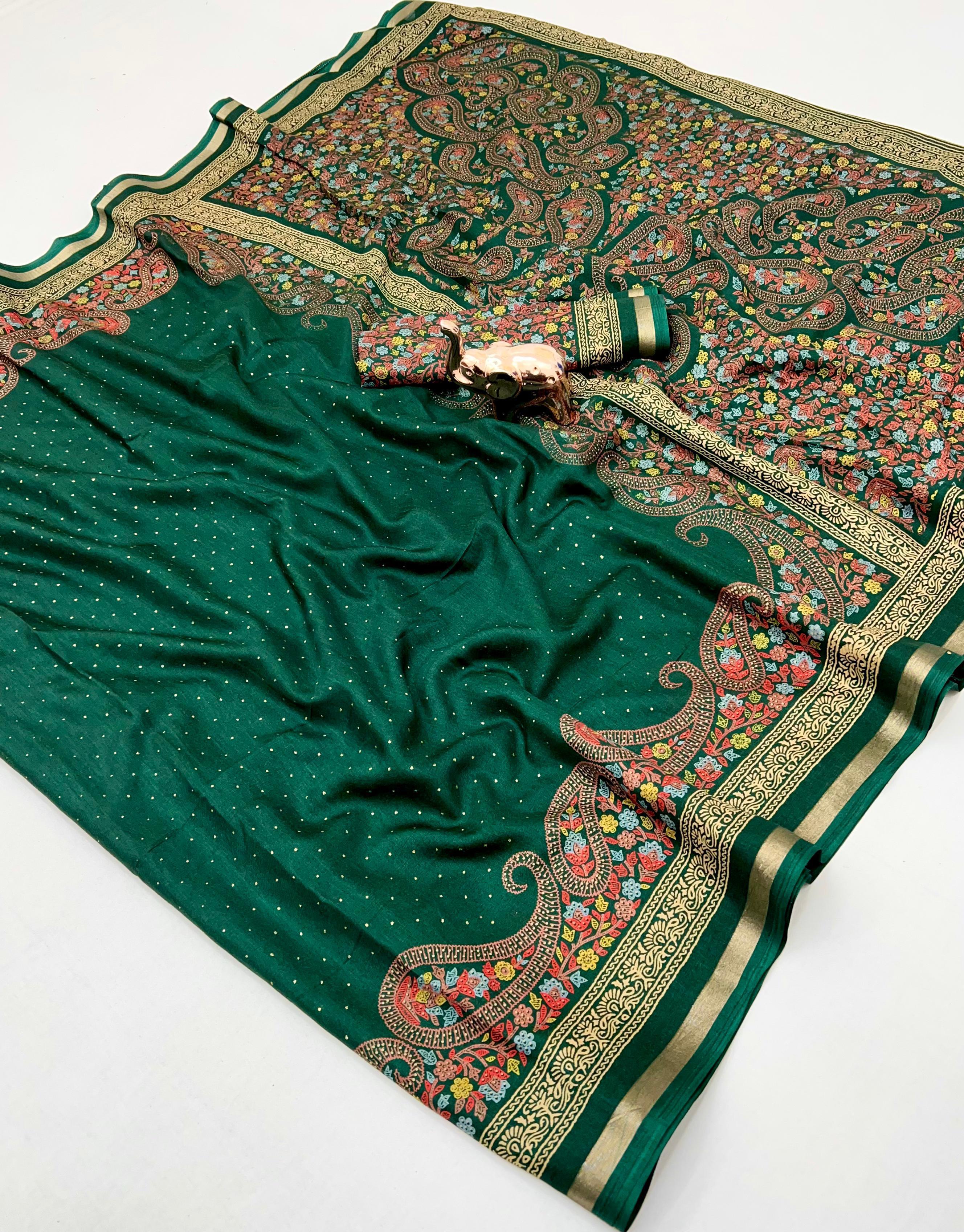 Pure Soft Tusser Saree with kashmiri motifs