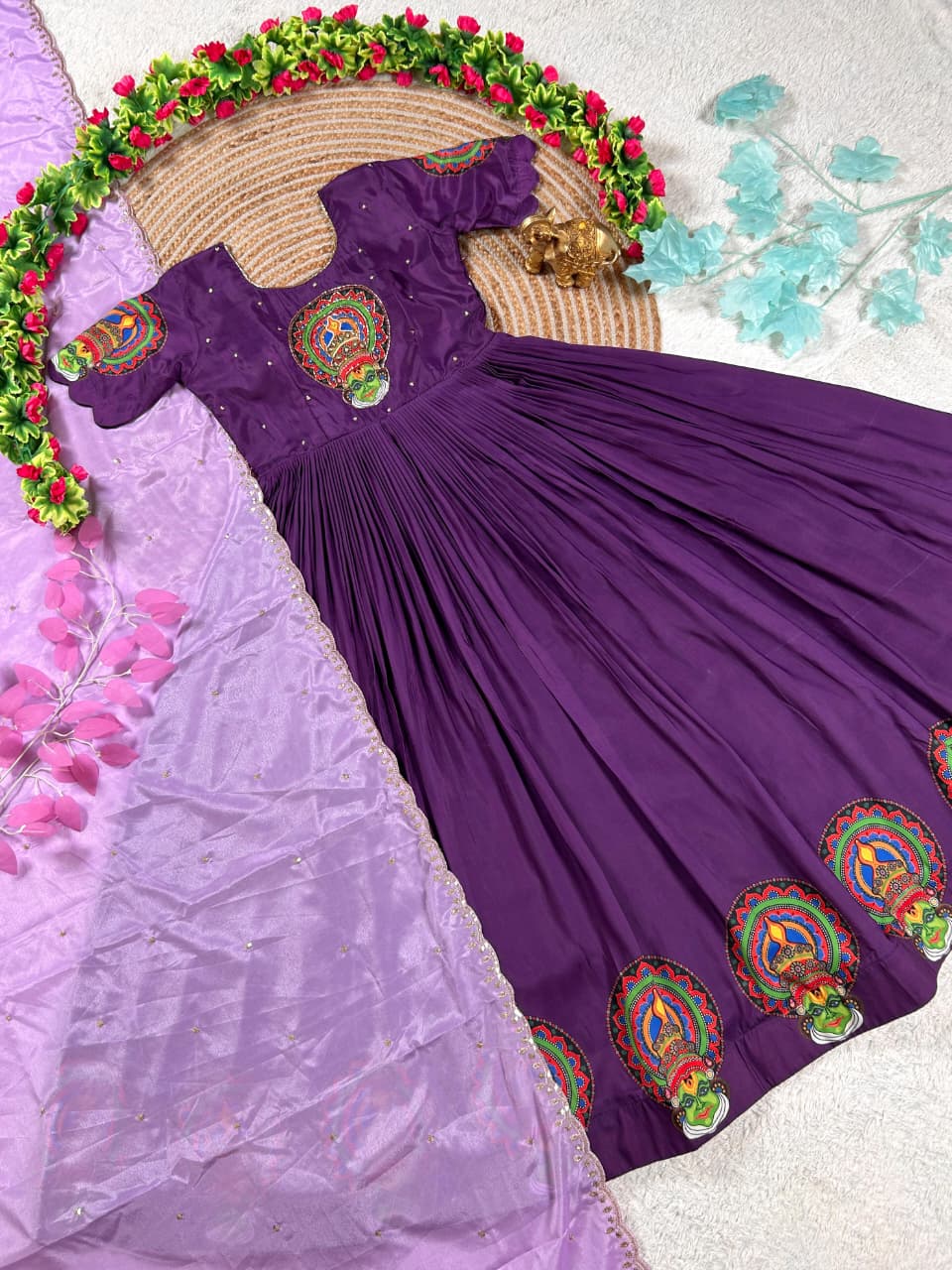 Soft Chinnon Work with Kathakali Design