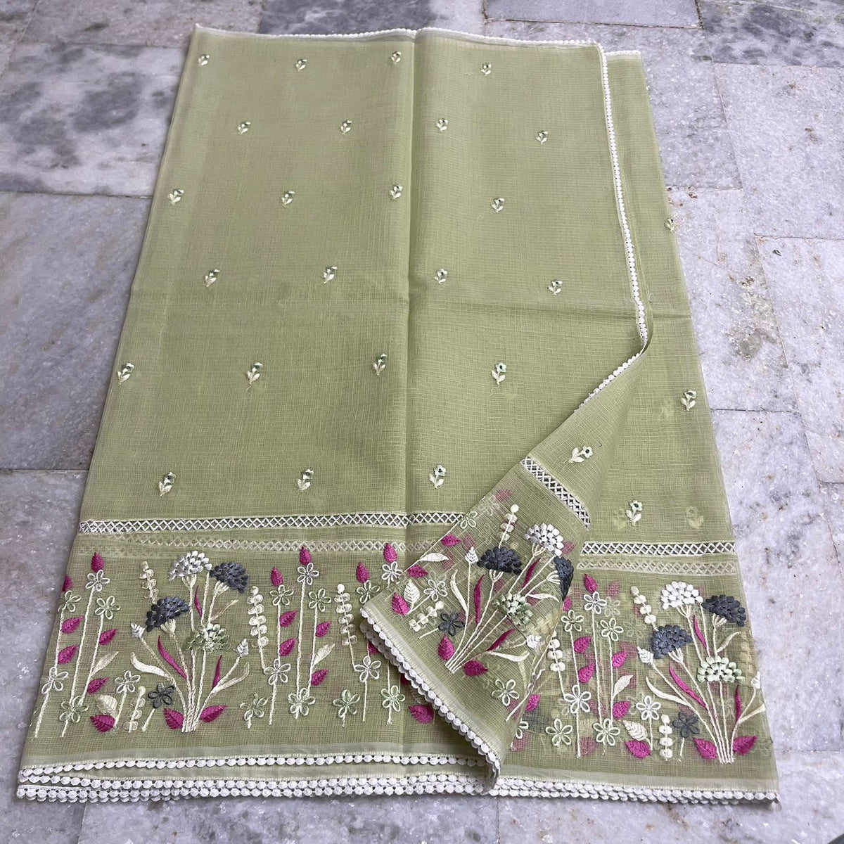 Kota soft cotton with crochet lace work