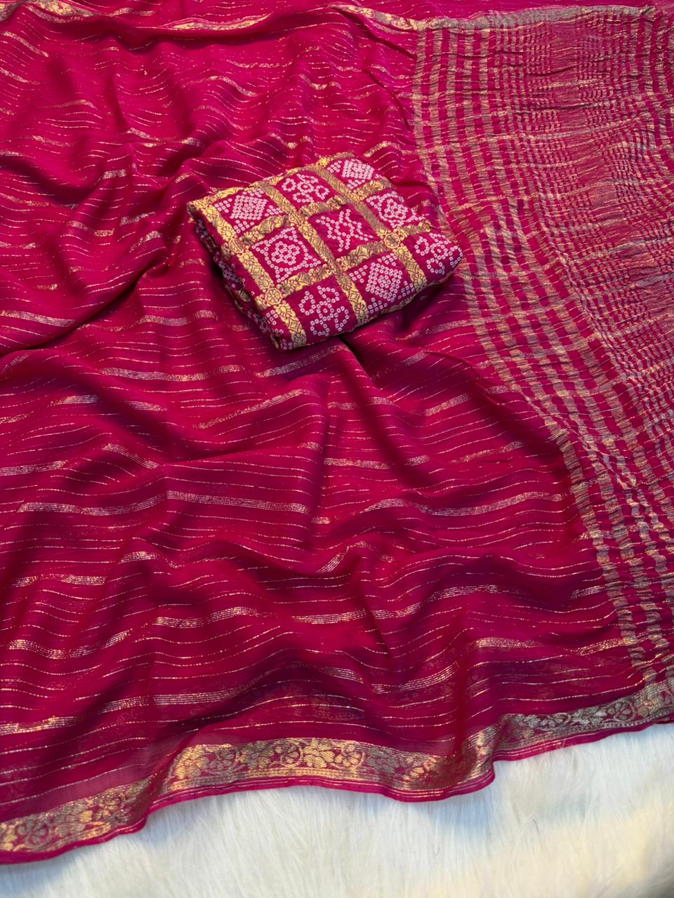 Pure Viscose Georgette with Bandini Blouse