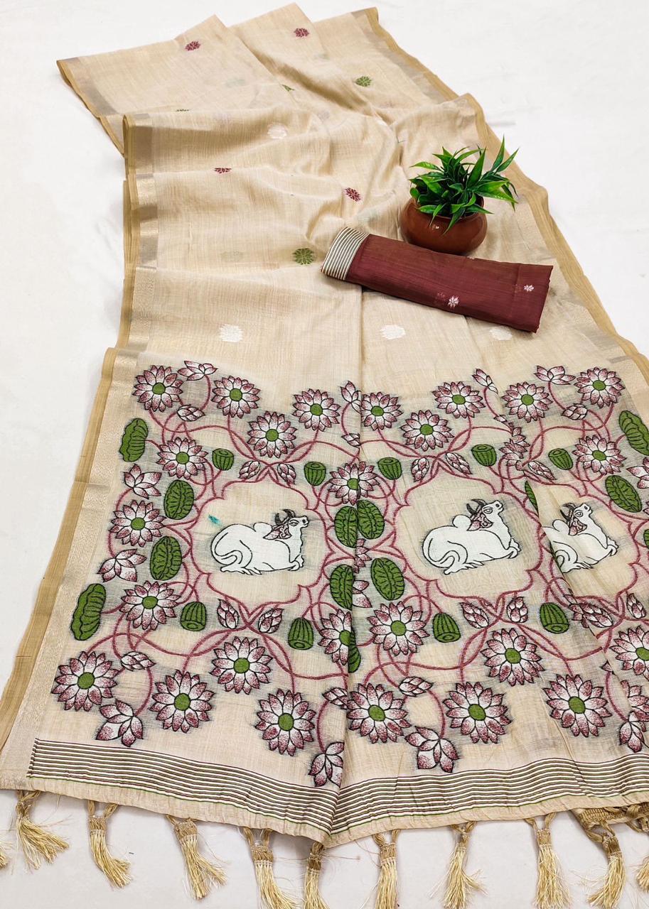 Soft Pure Muga Cotton Sarees