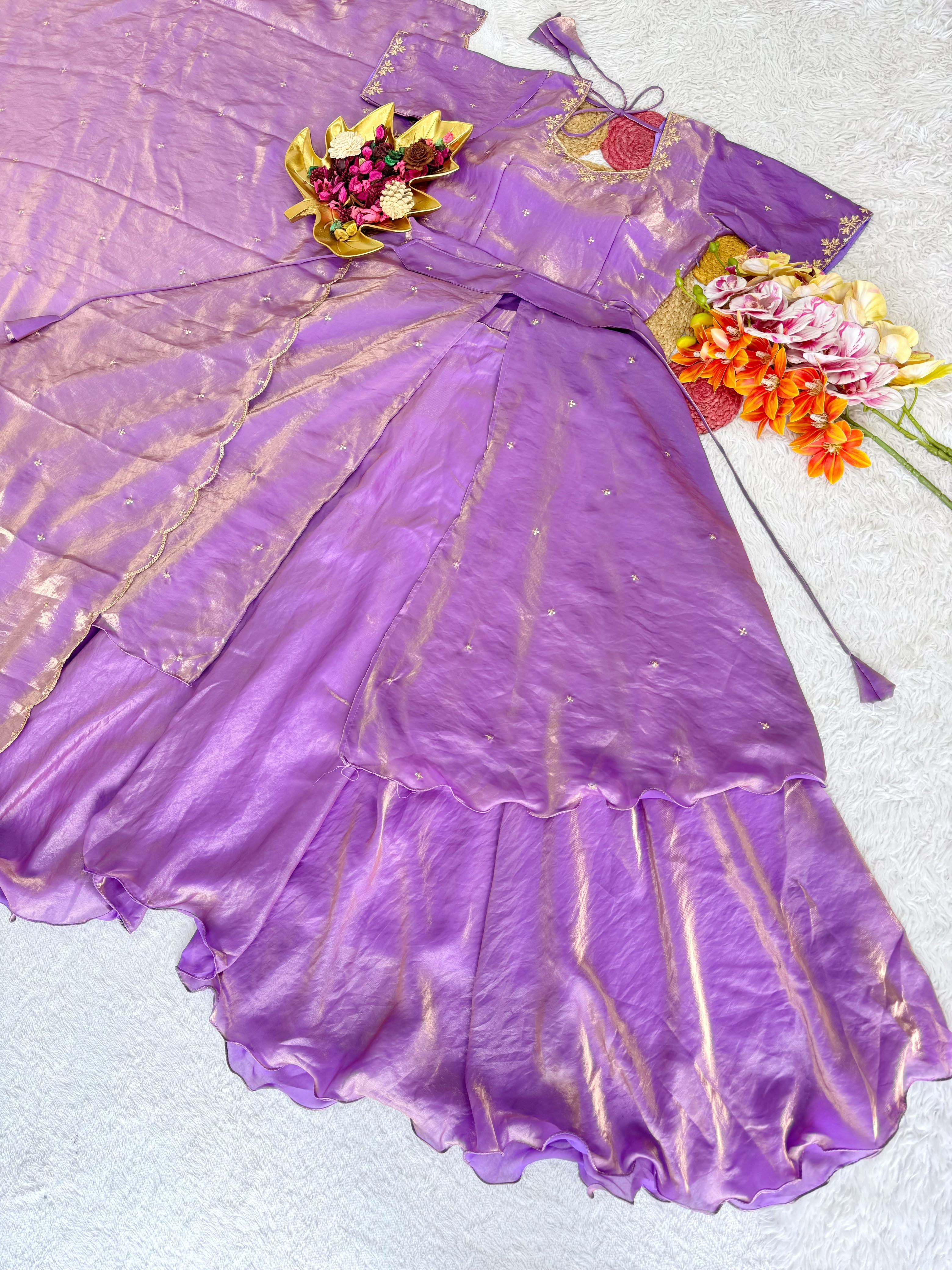 Beautiful Heavy Space Silk Lehenga Choli with Set Double Frill