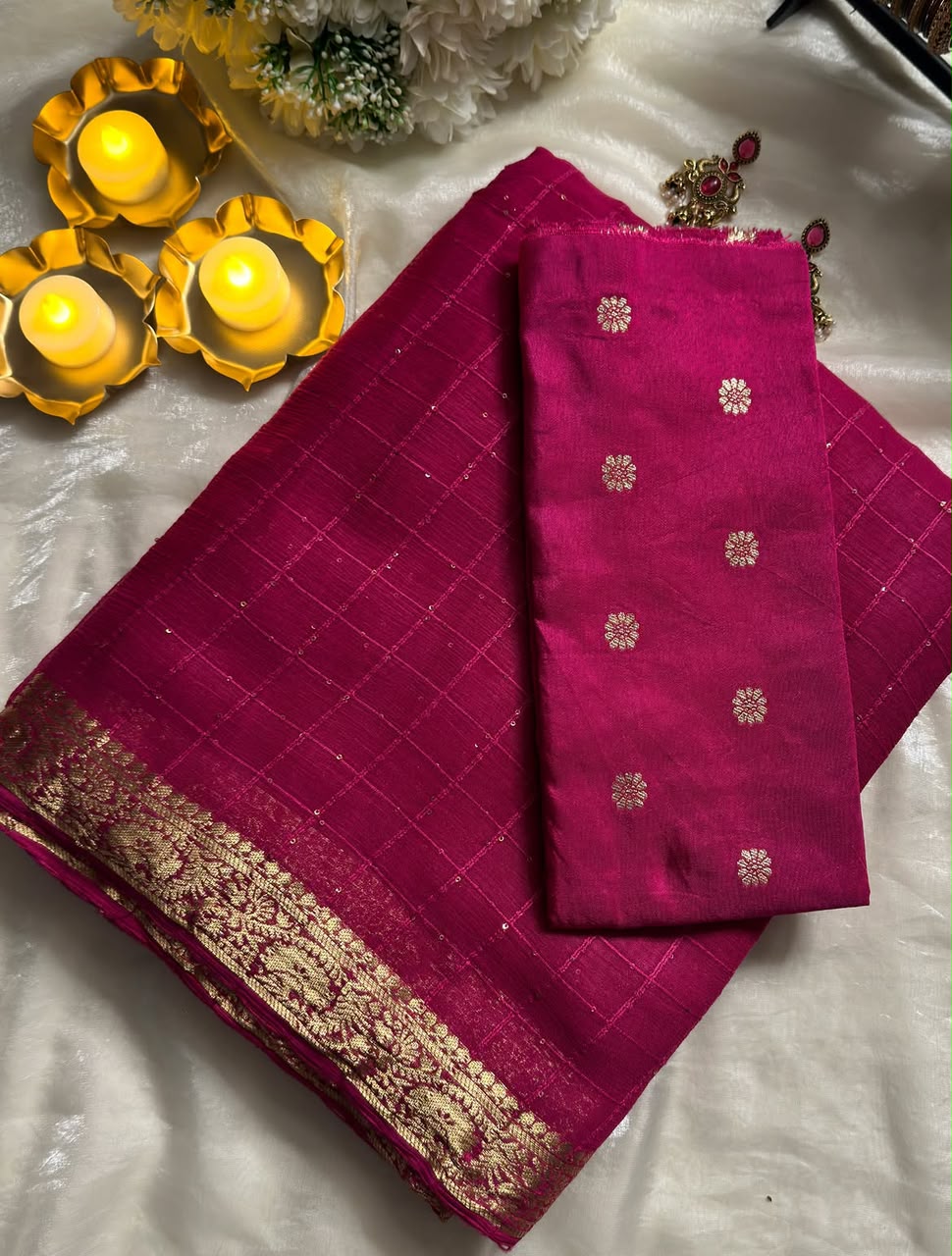 Viscose Georgette Sequence Saree With Weaving Butti Blouse