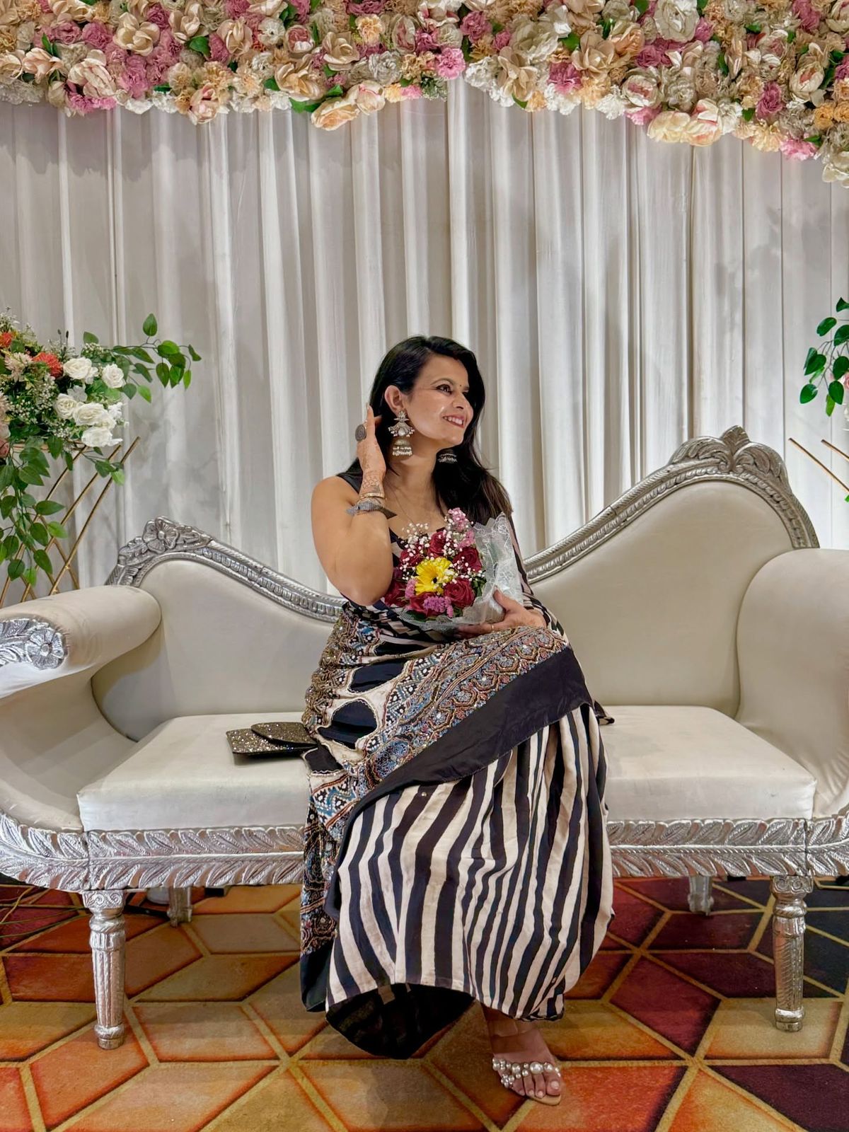 New Ajrakh Designer Handwork Party Wear Saree with Original Mirror Work