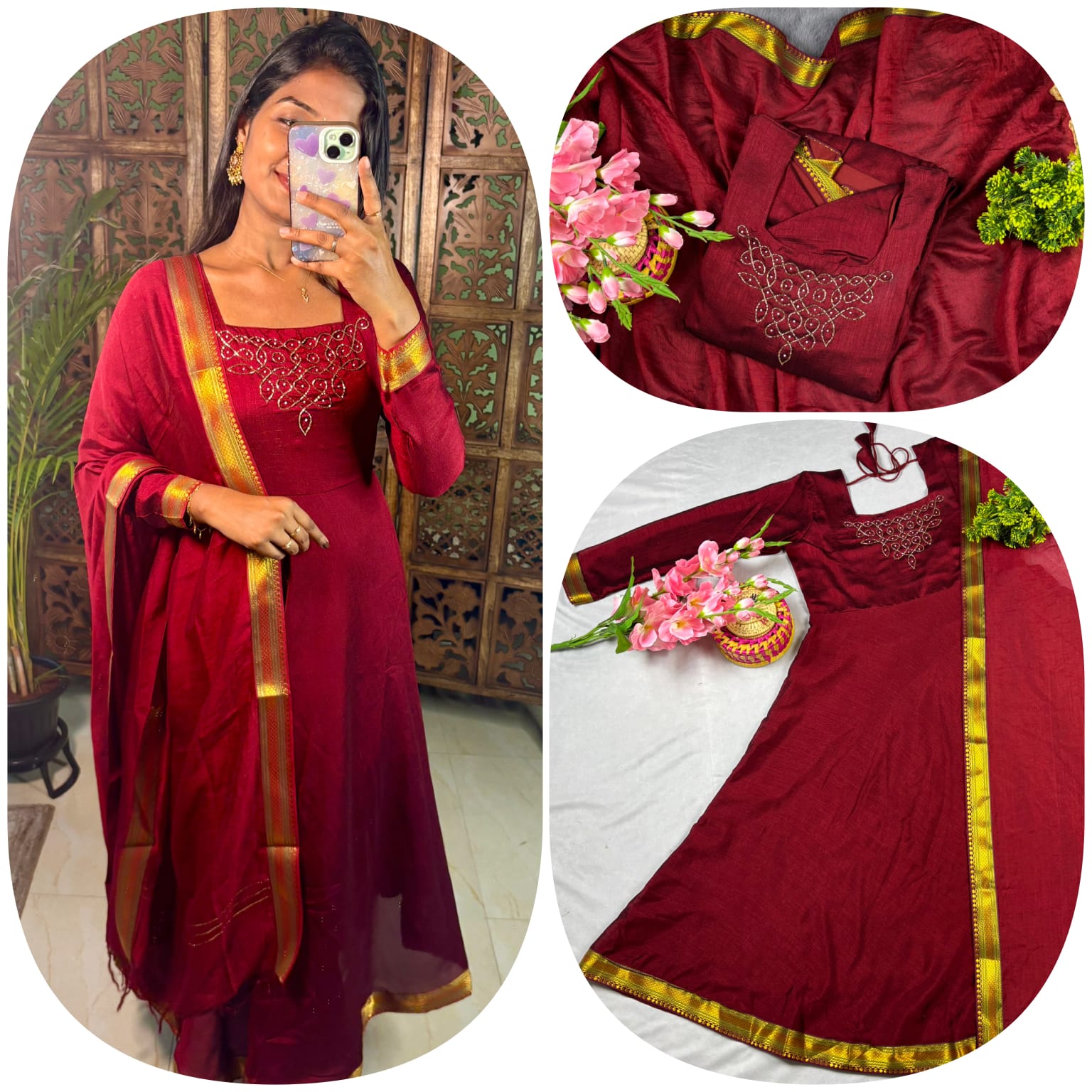 Soft Vichitra Silk Gowns from Small to 3XL