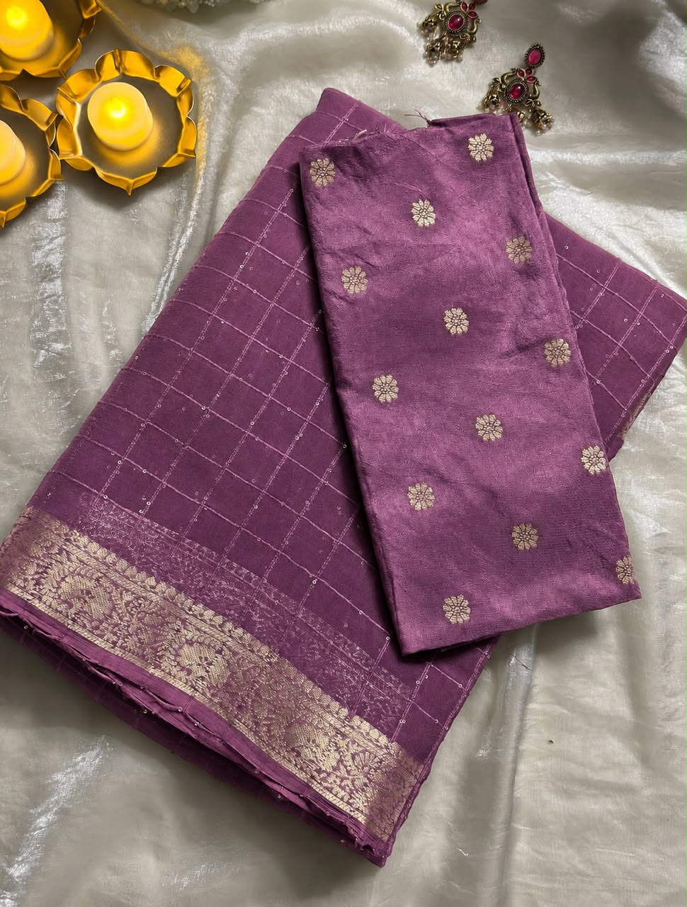 Viscose Georgette Sequence Saree With Weaving Butti Blouse
