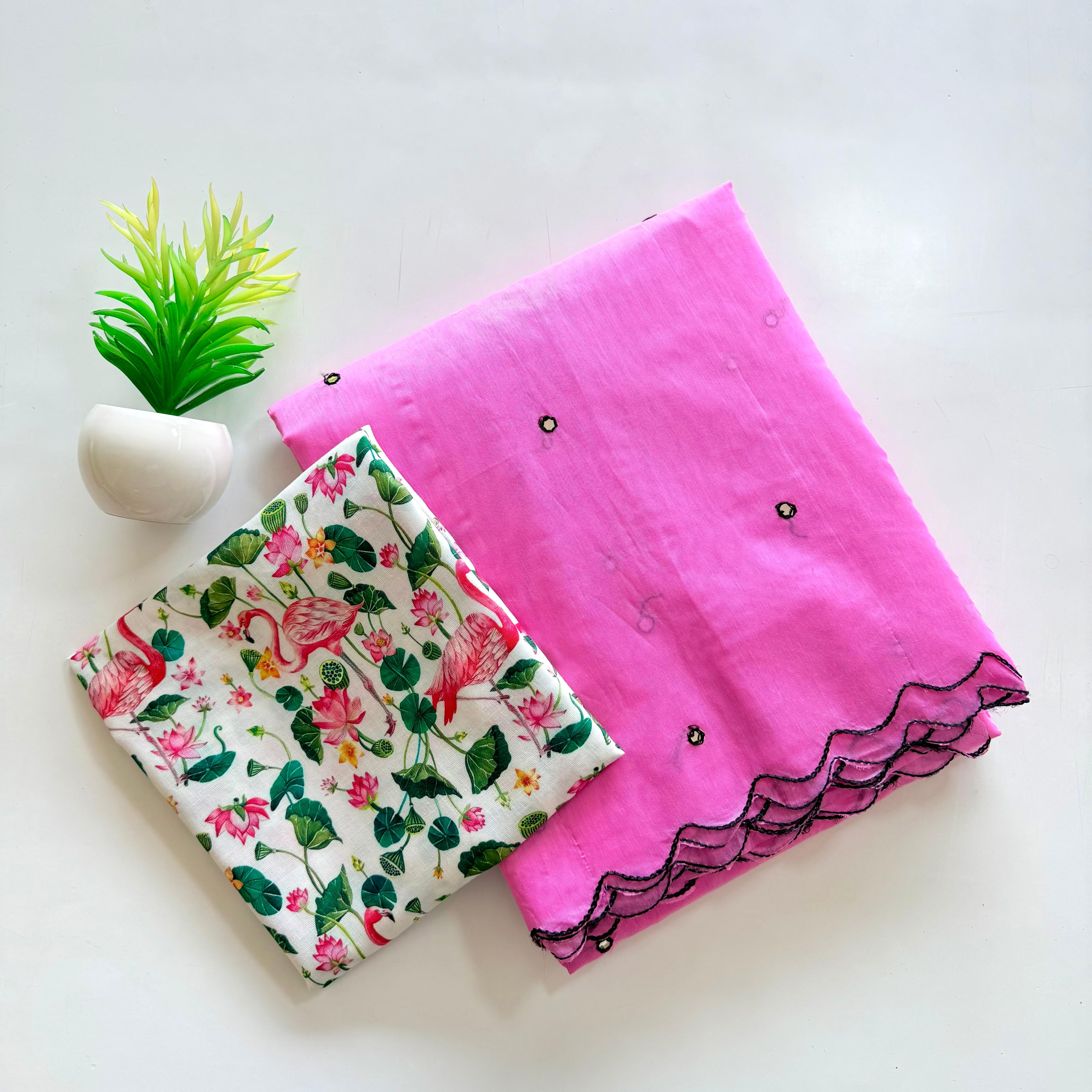 Soft Chanderi Saree with Beautiful handtouch mirror cover with thread work