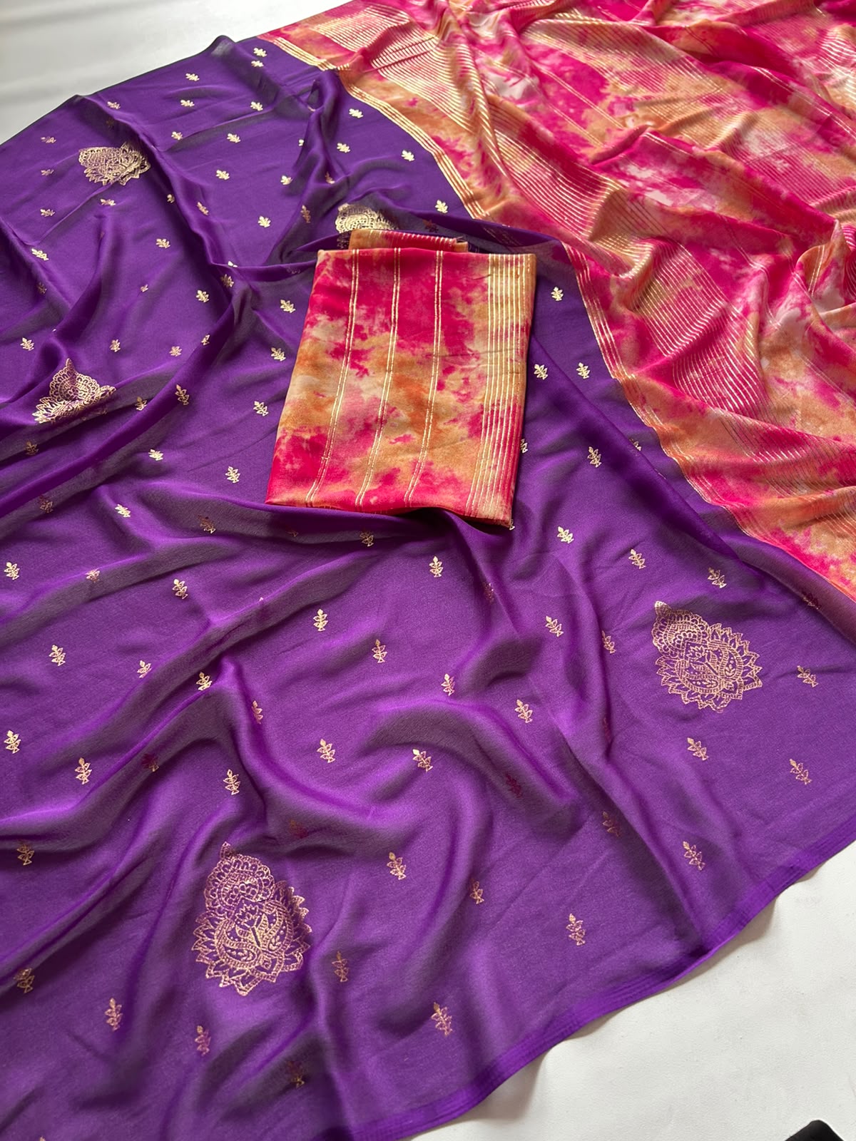 Soft moss chiffon sarees