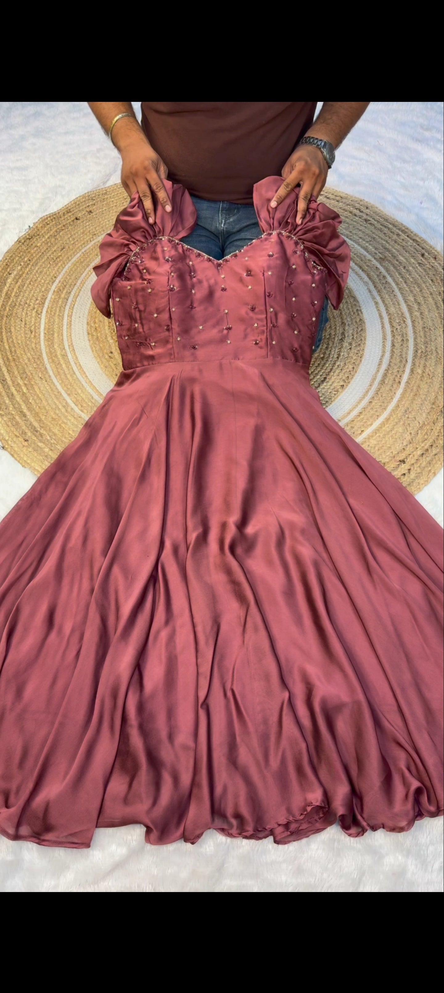 Special Maggam Work Rangoli Silk Gown