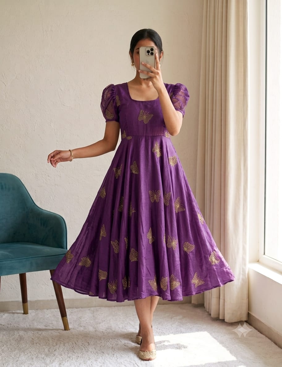 Beautiful Butterfly Designer Beats Sequance Work Dress