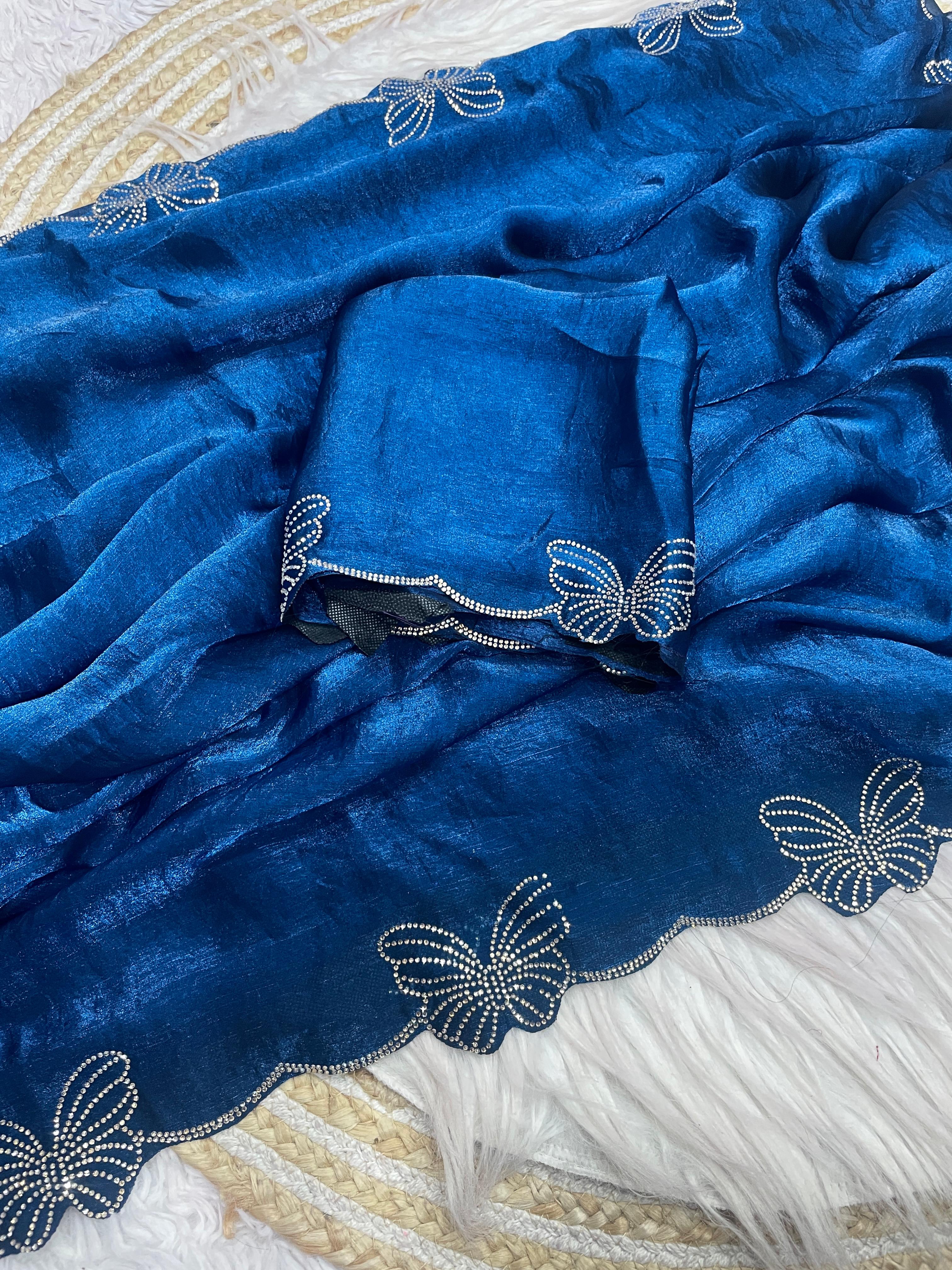 Soft Chiffon Sarees with Beautiful Jarkhan & Siroski Work