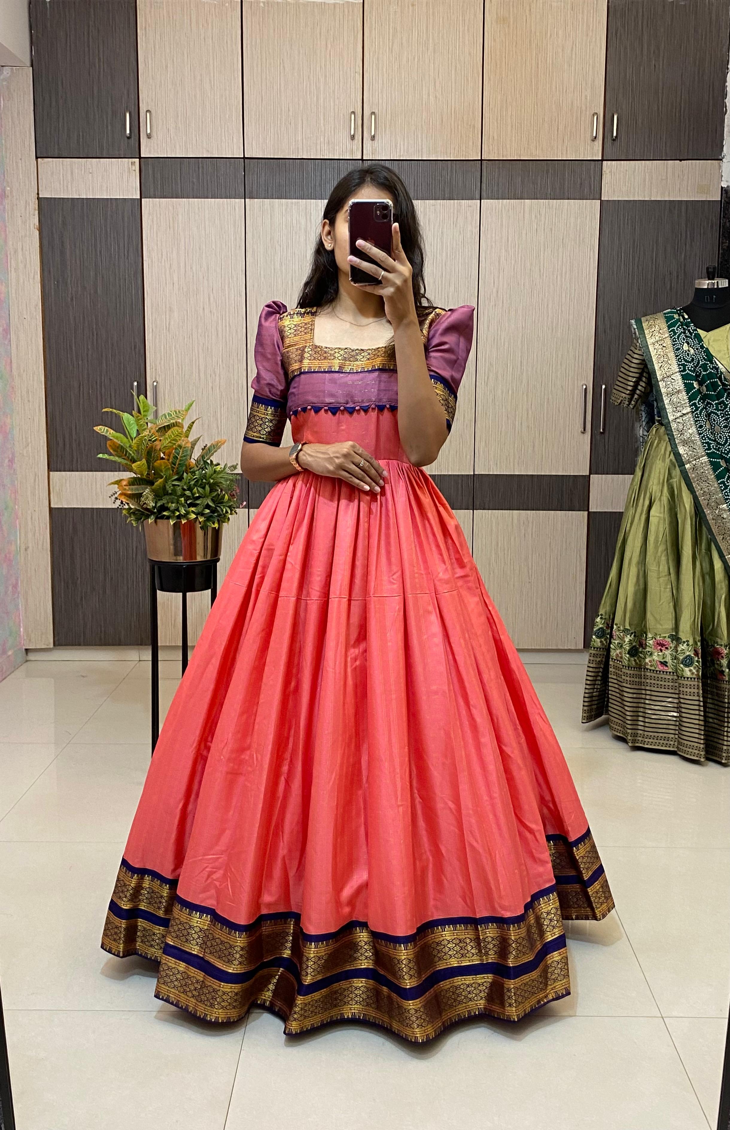 Flared Cotton Silk Long frock