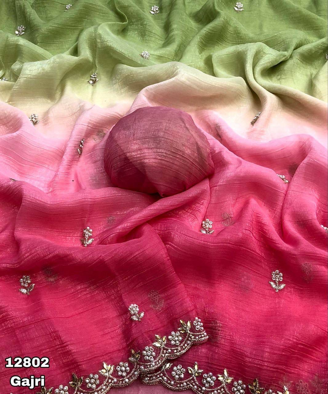 Crunchy Pastel Shaded Crush Sarees