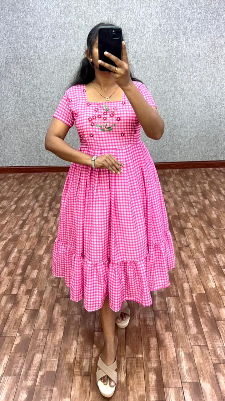 Cambric Cotton Designer Frocks