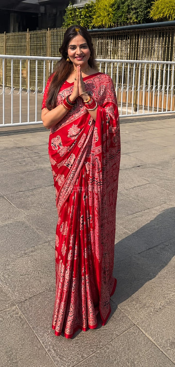 Ajrakh Mirror Work Sarees