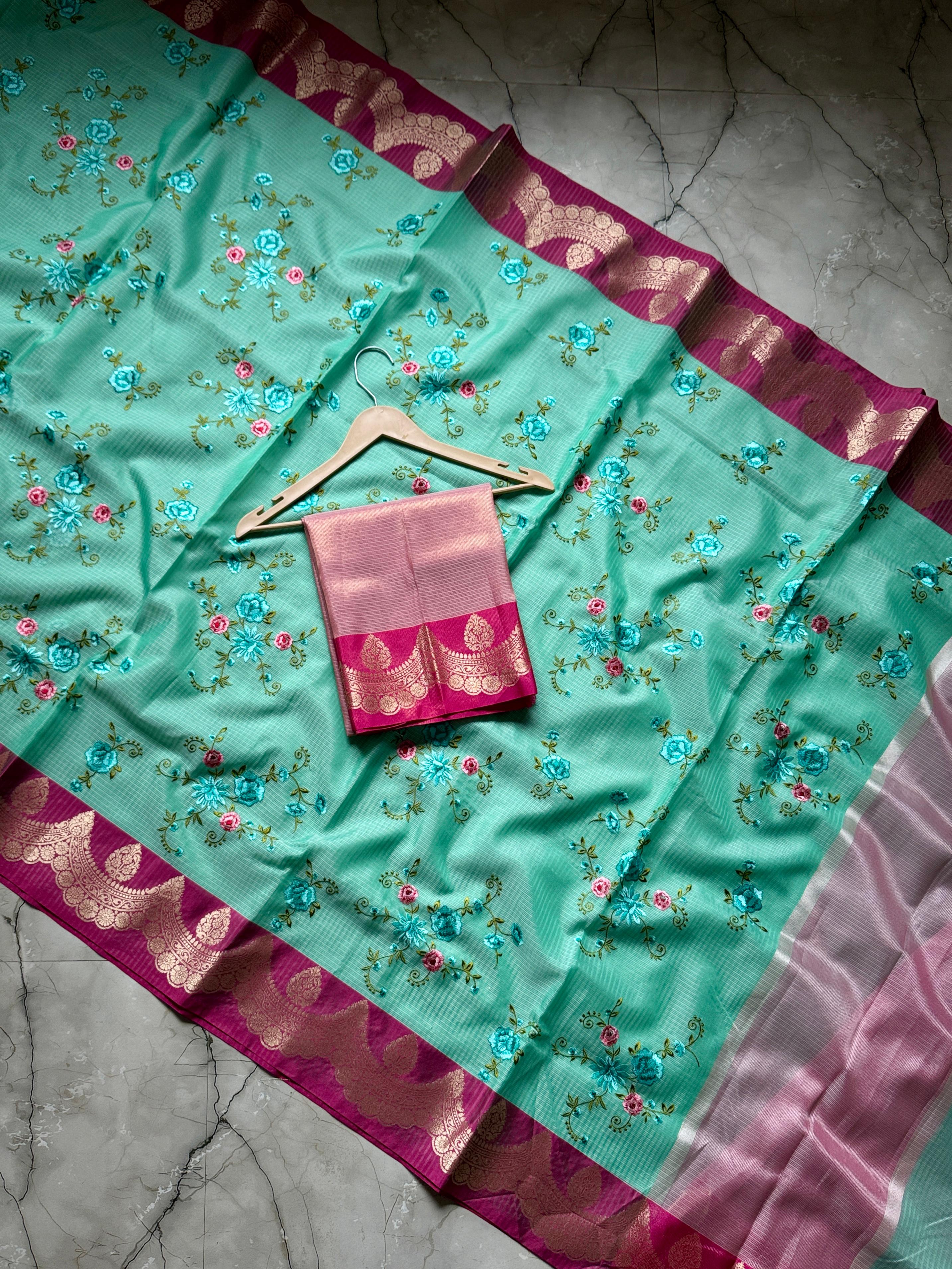 Banarasi Kota saree with embroidery
