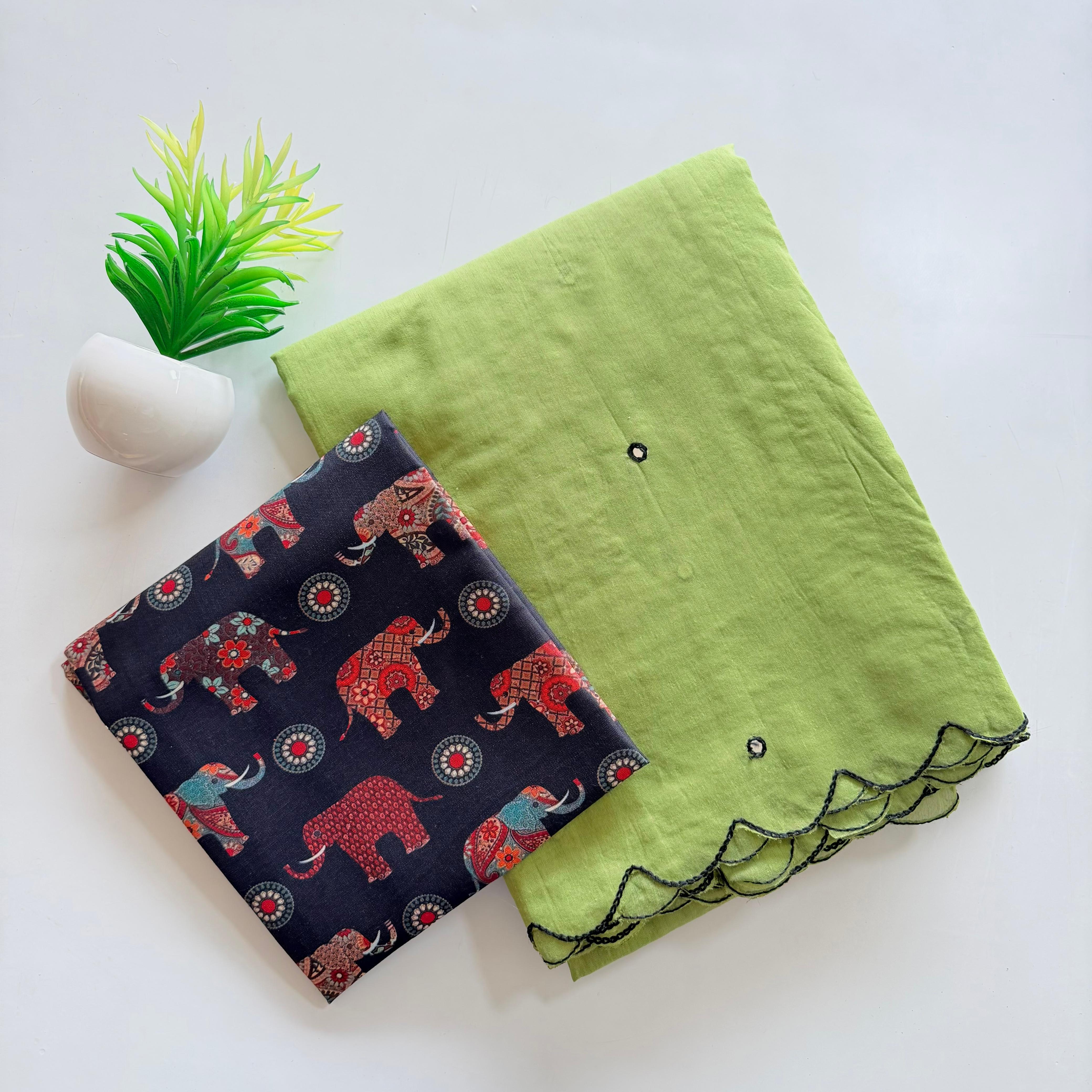Soft Chanderi Saree with Beautiful handtouch mirror cover with thread work