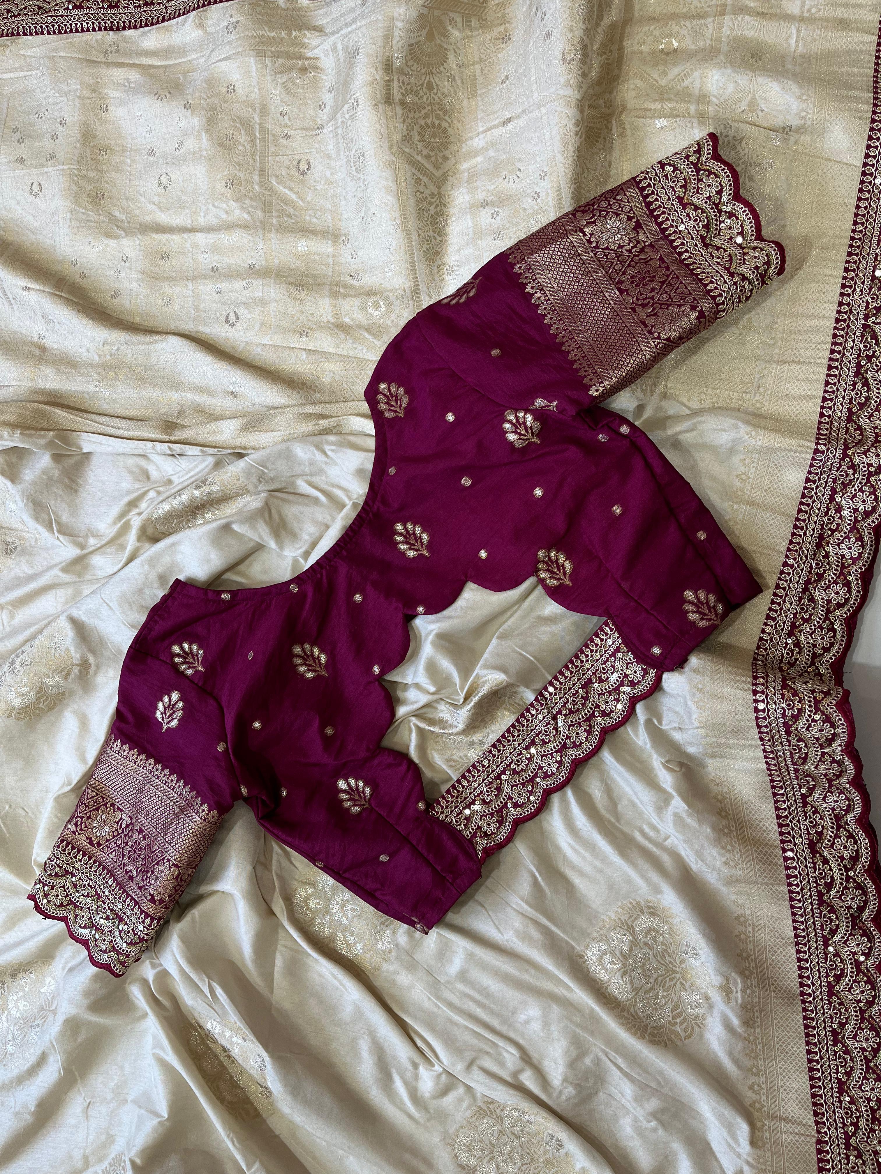 Premium Dola Silk Sarees with Readymade Stitched Blouse (38)