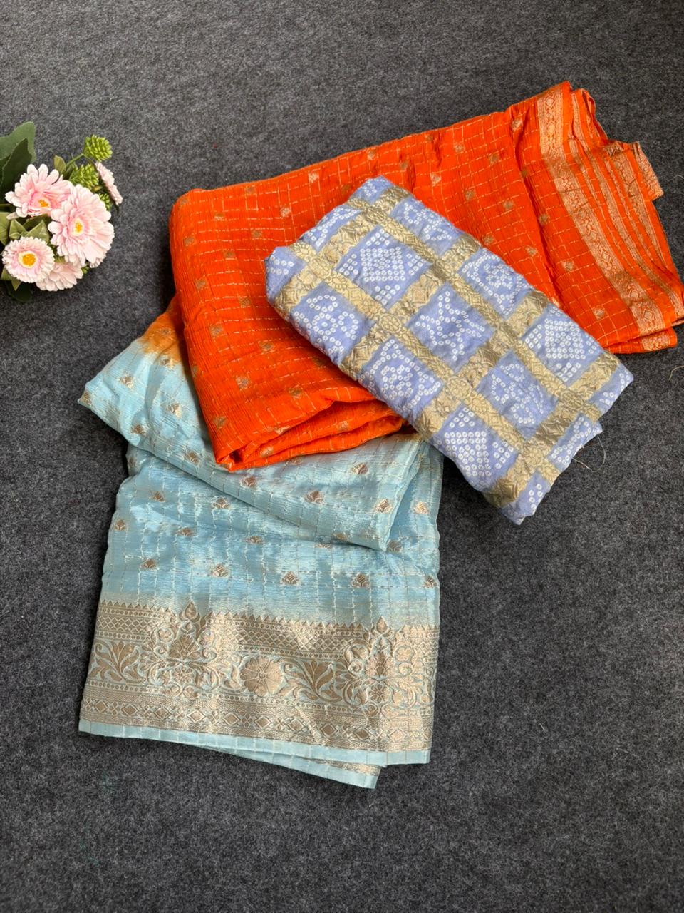 Pure 2D Shaded Viscose Chinnon Sarees