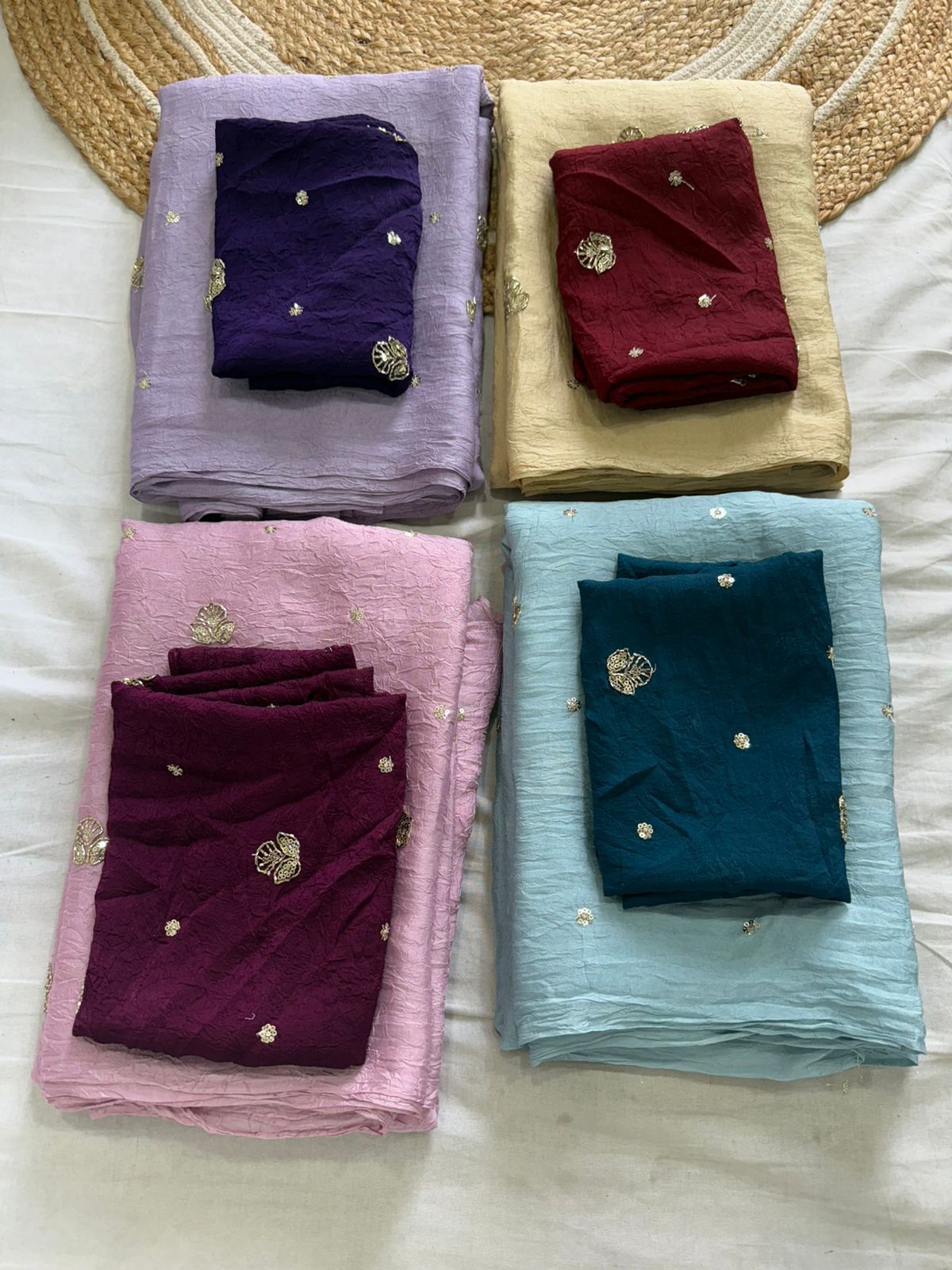 Rangoli Crush Sequence Bits Full Worked Saree With Running Blouse