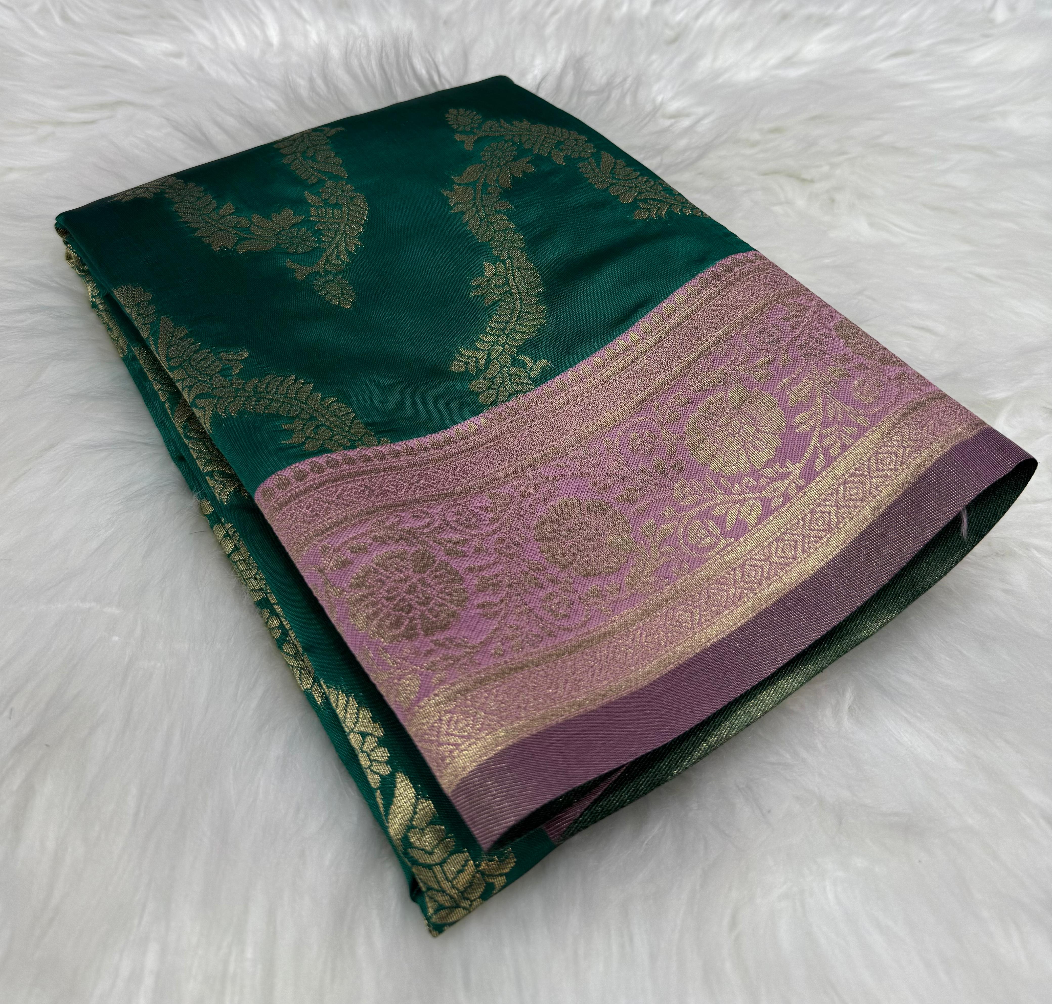 Beautiful Soft Foily Silk Sarees in Semi Kanchipattu Style