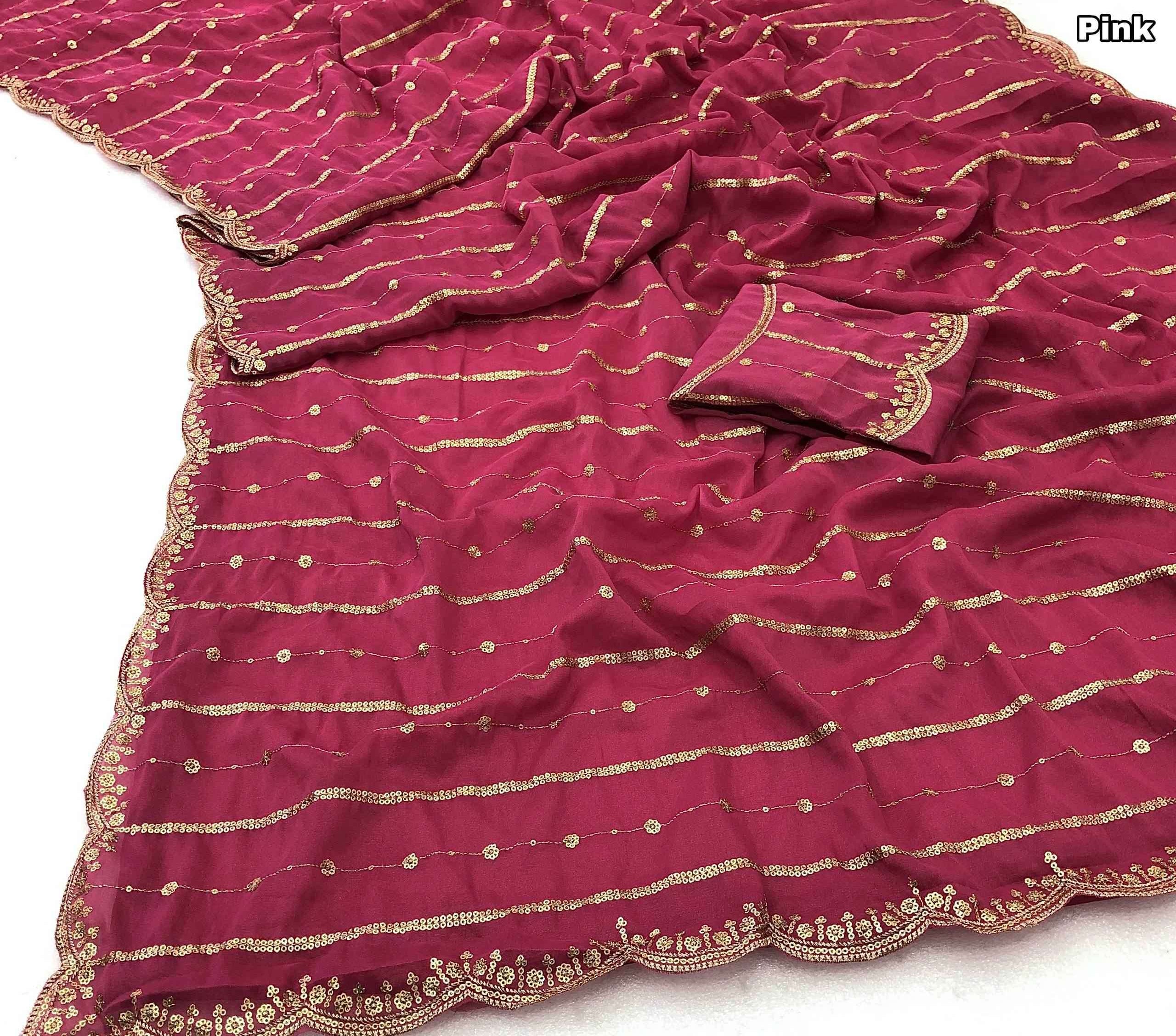 Trendy Georgette Sarees with Embroidery Sequence Work