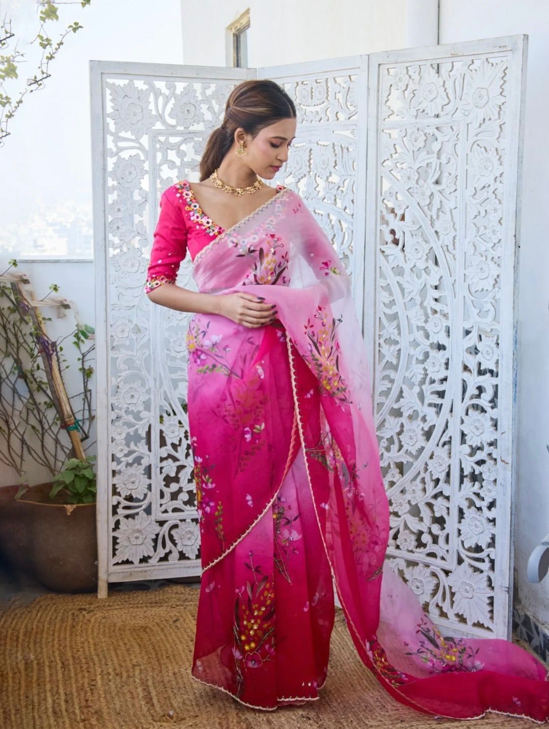 Pure Soft Tebby Silk Saree with Cutdana & Sequence Handwork