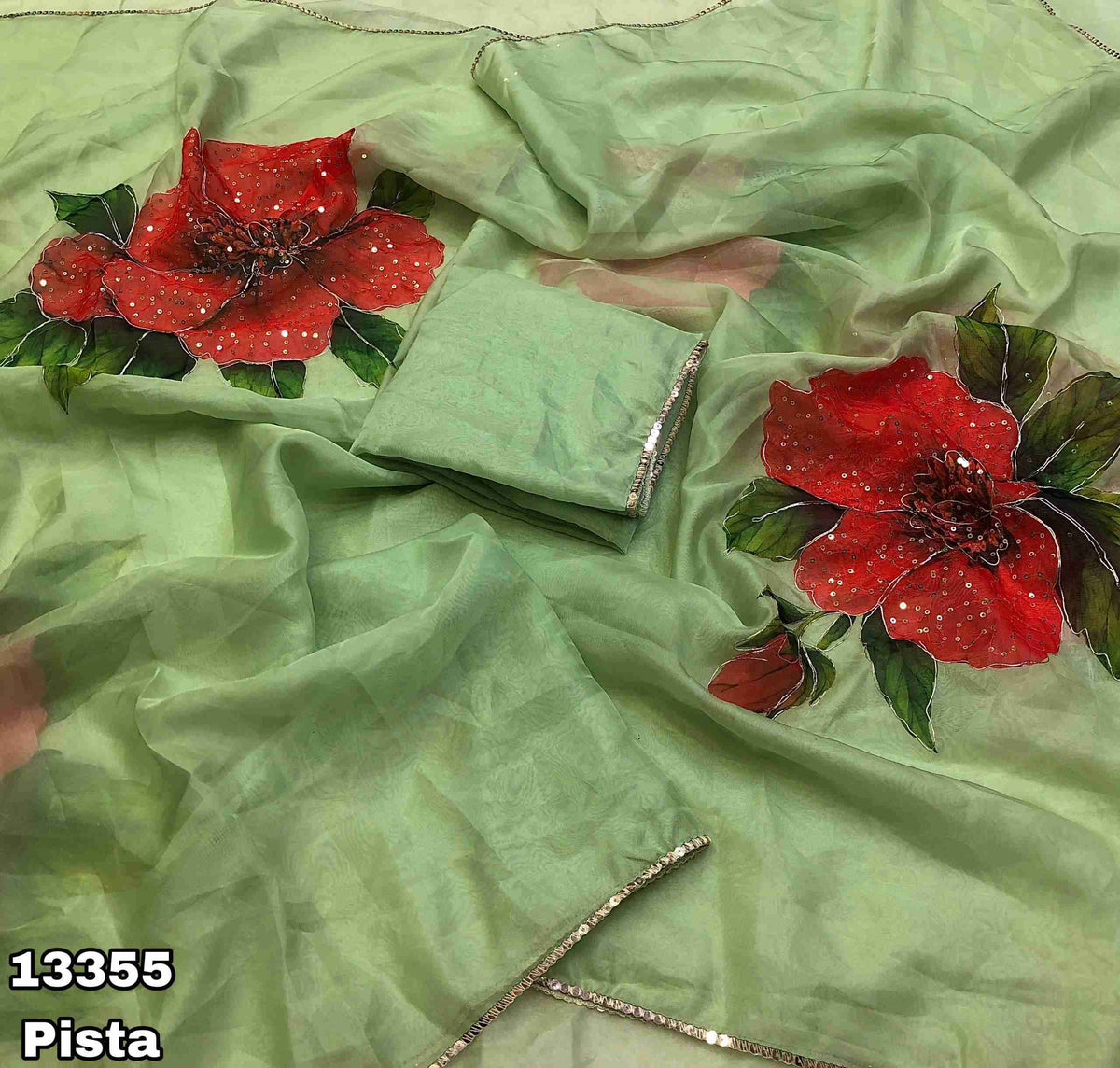 Tebby Organza Sequence Embroidery Work Sarees