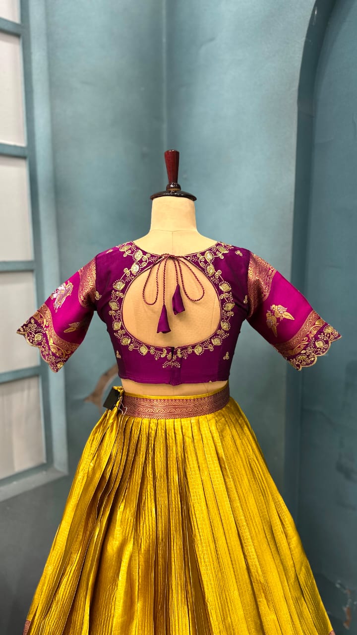 Designer Premium Fully Stitched Kanjivaram Silk Lehanga