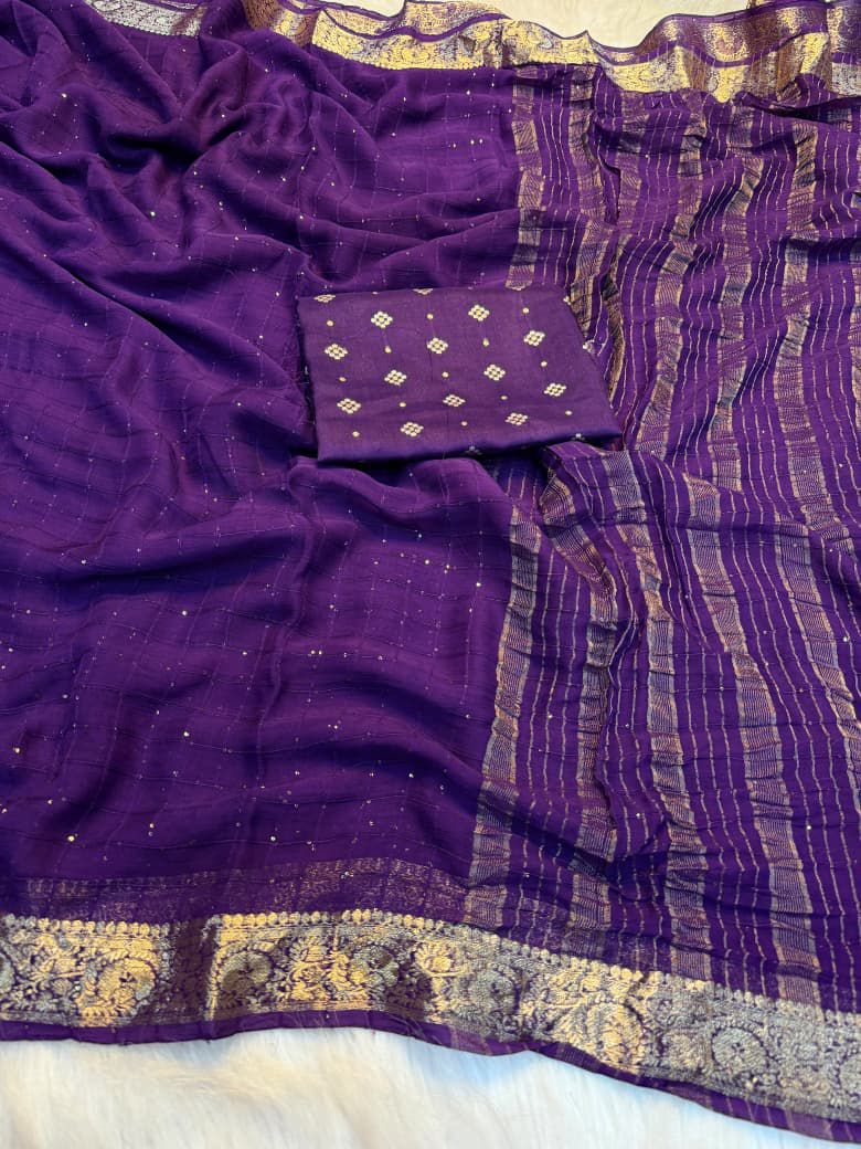 Pure Viscose Georgette Saree with sequence work