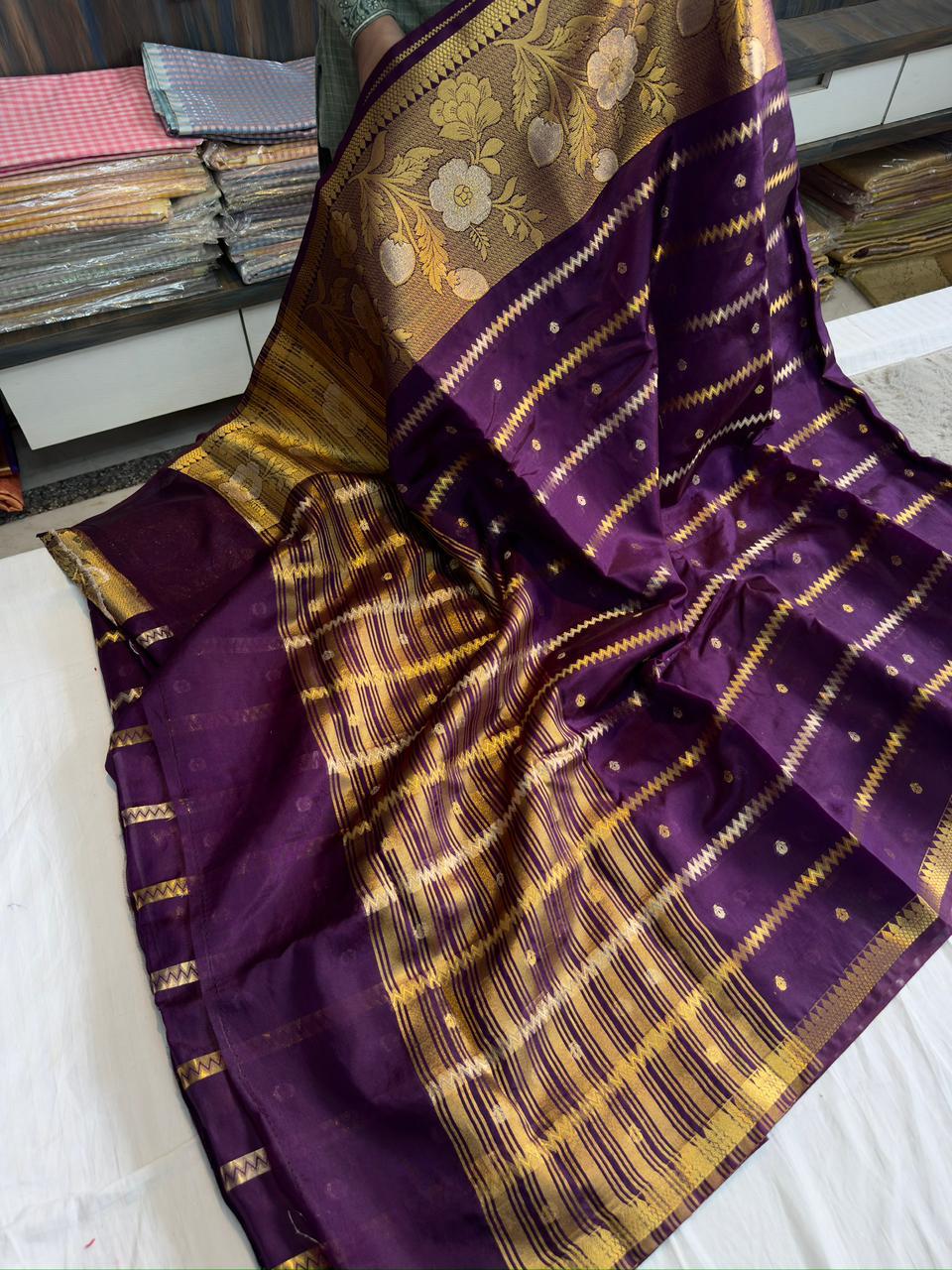 Soft Banarasi Green Mango Silk Sarees
