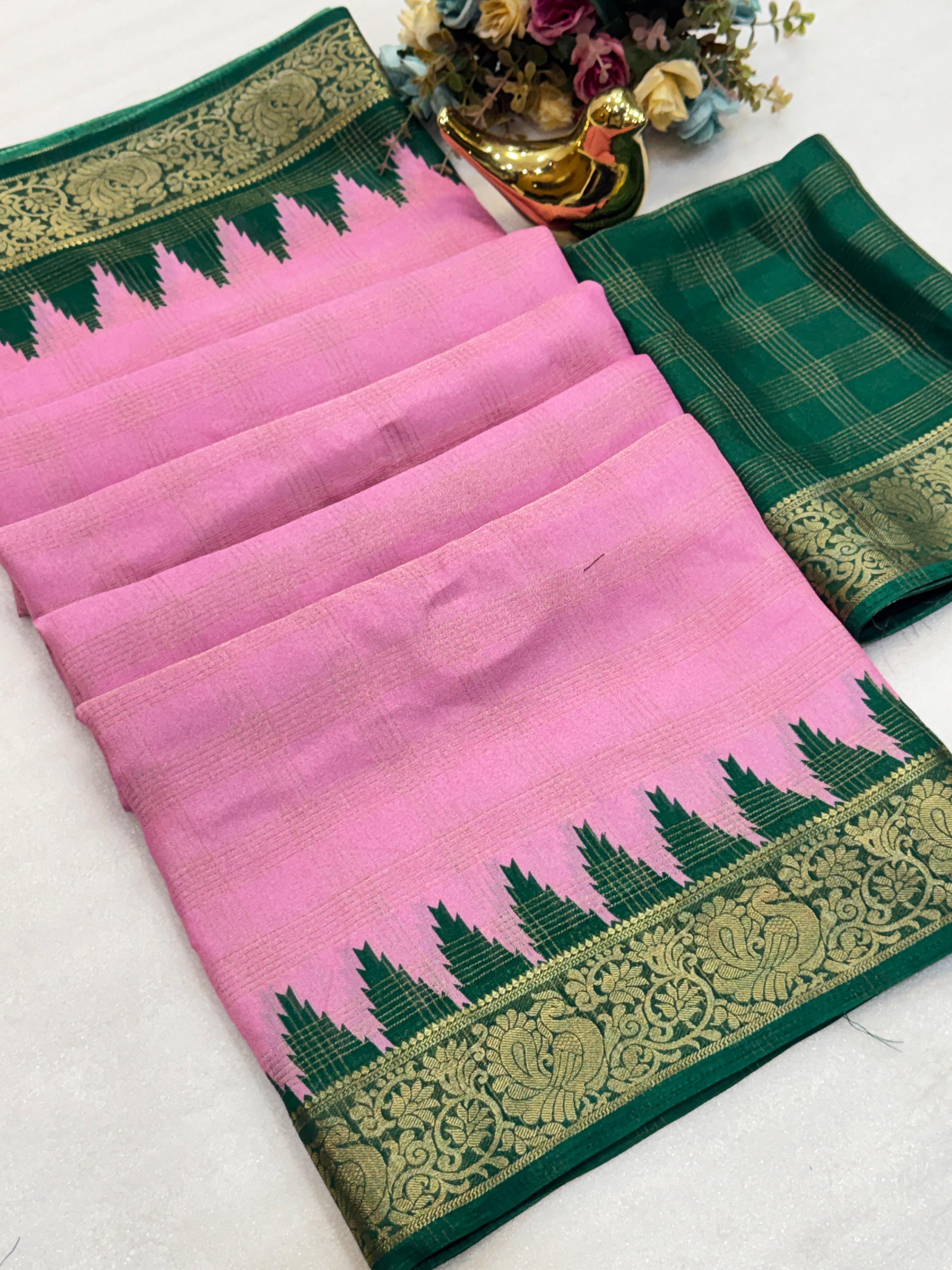 Soft silk saree with temple border