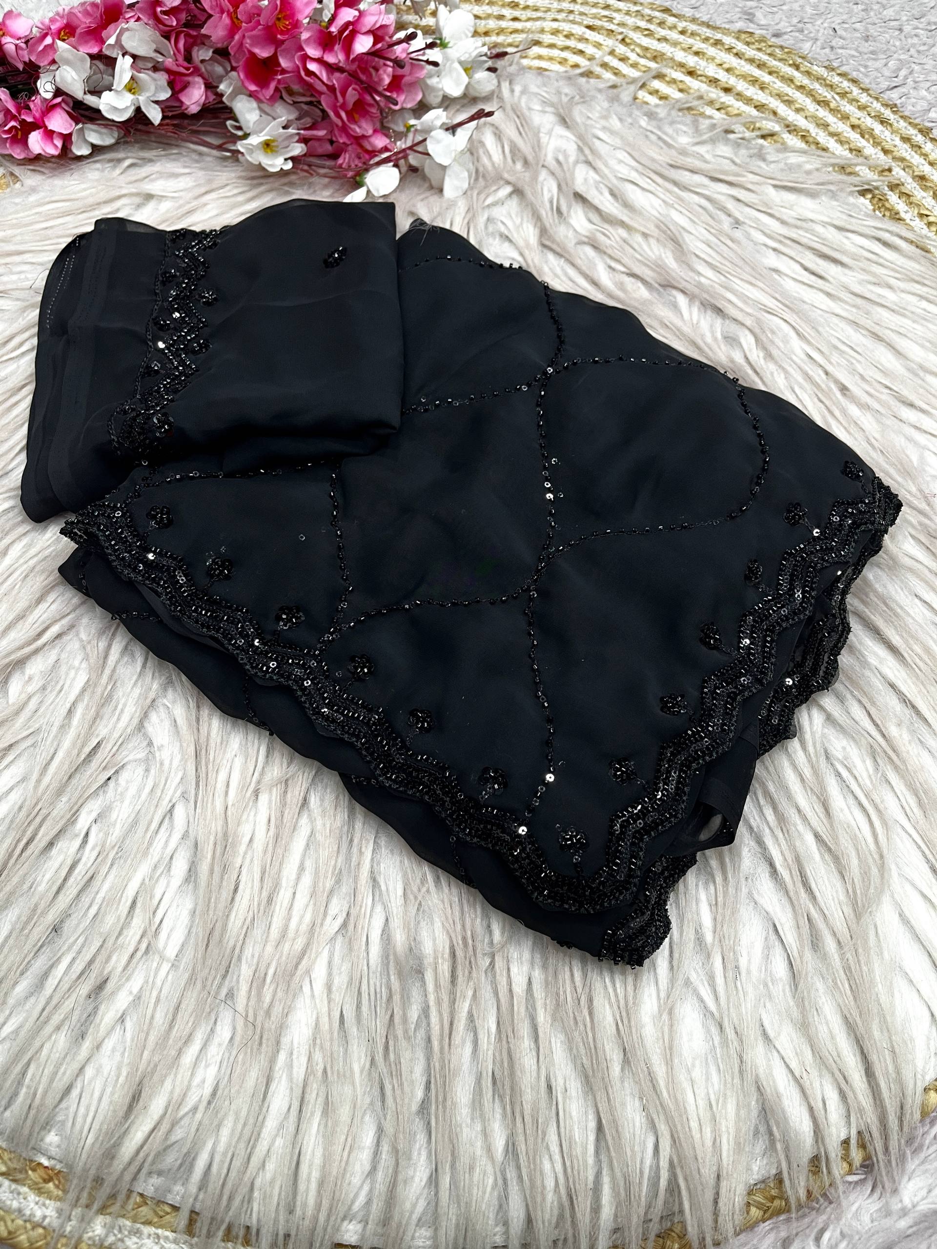 Cocktail Party Sarees with Original Beads Work