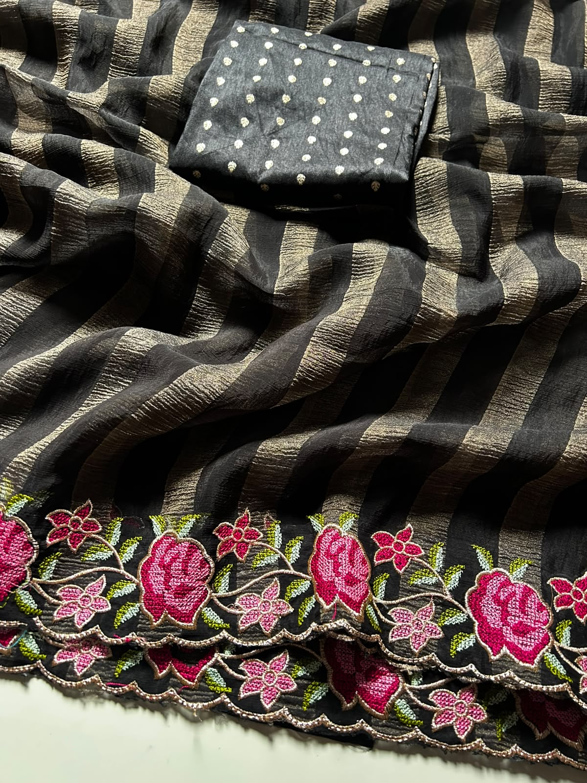 Pure Viscose Georgette stripes saree