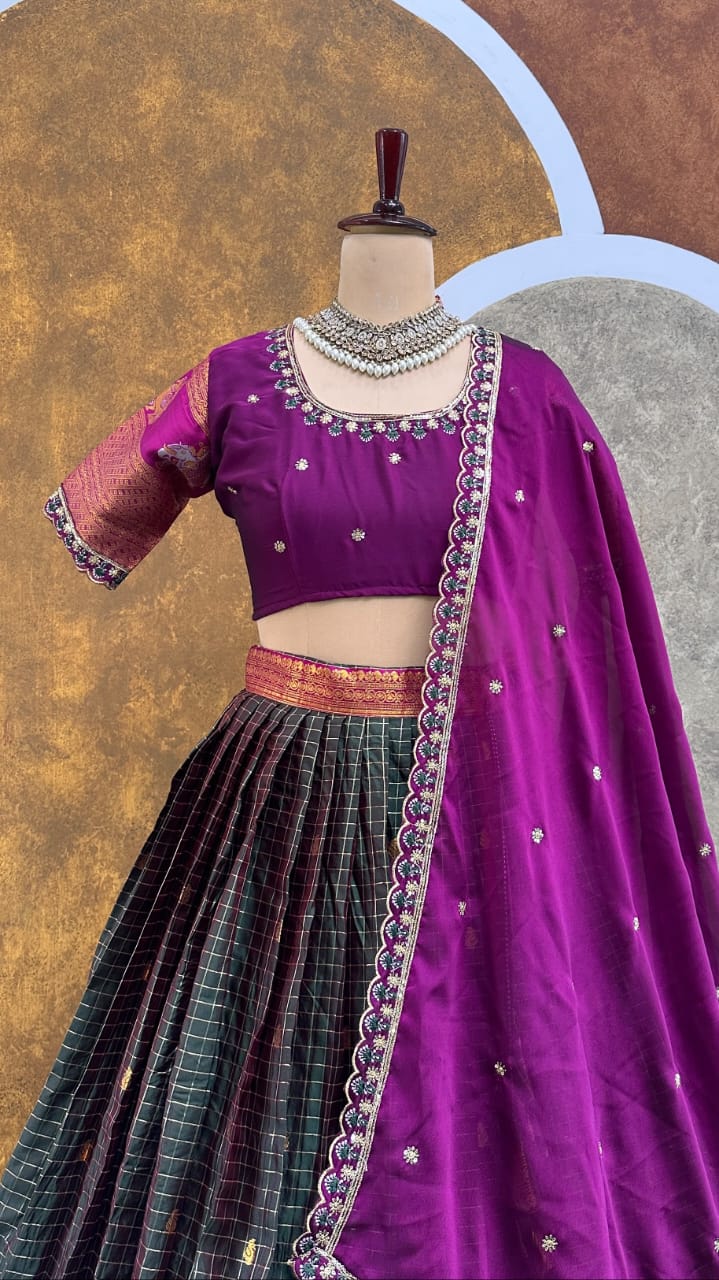 Premium Quality Pure Gadhwal Silk Fully Stitched Lehenga