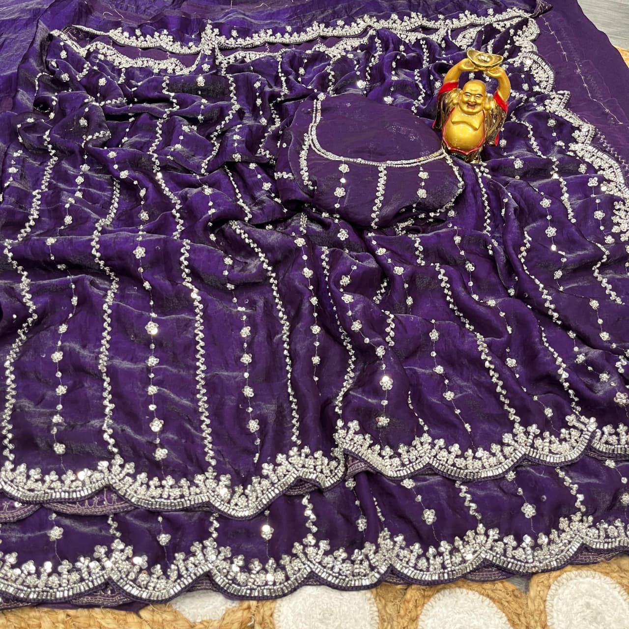 Space Silk Saree with Premium Beads Handwork