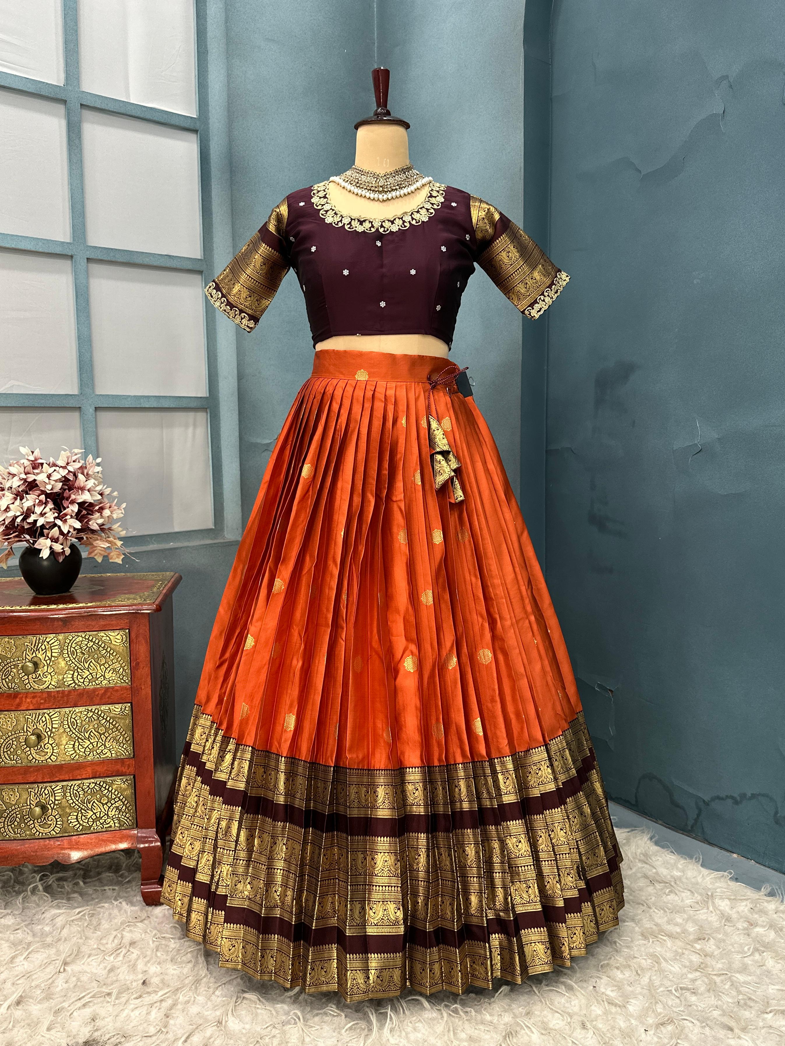 Launch New Exclusive Designer Premium Quality Pure Kanjivaram Silk Full Stitched Lehenga Upto 3XL