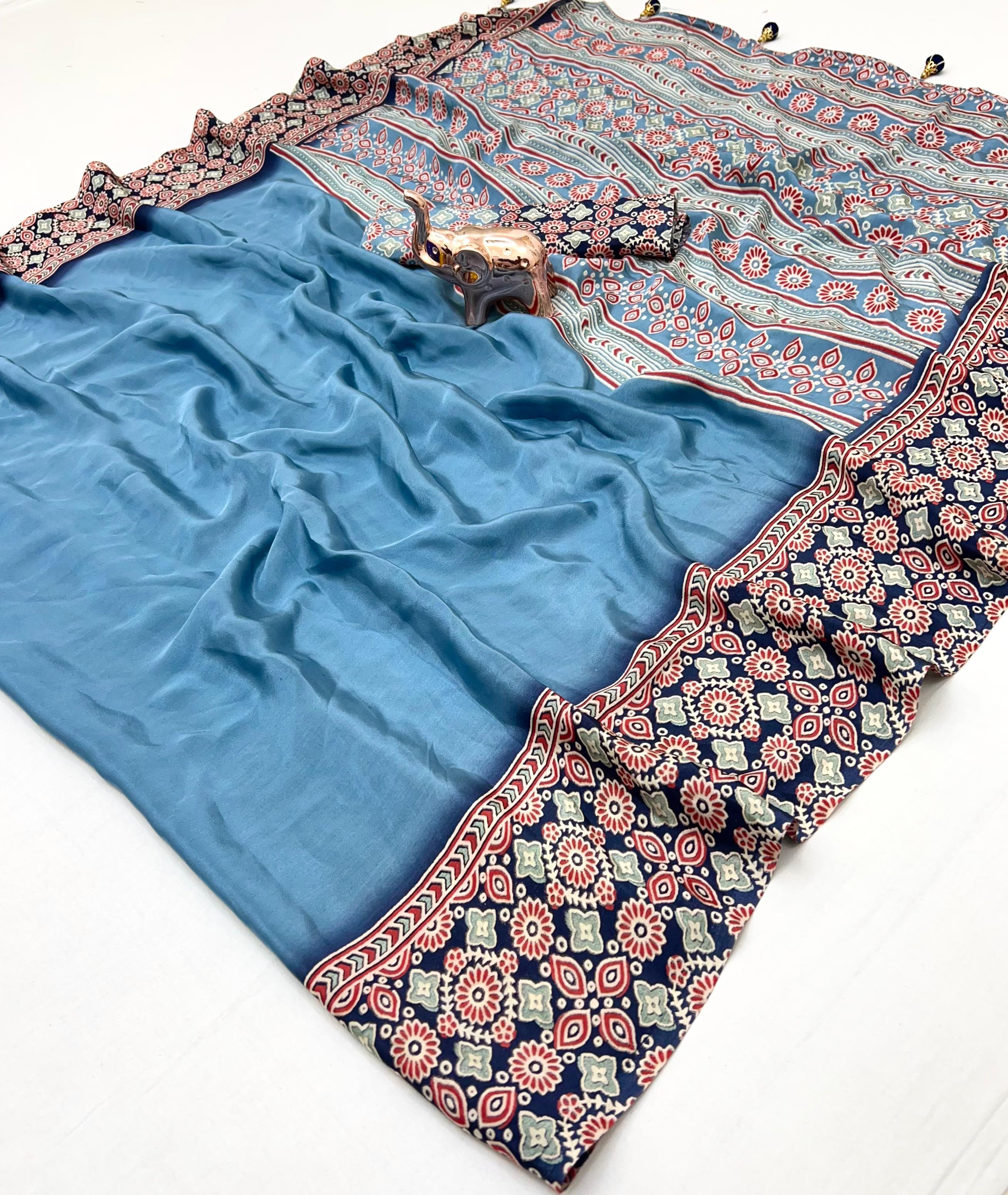 Trending Ajrak Printed Sarees