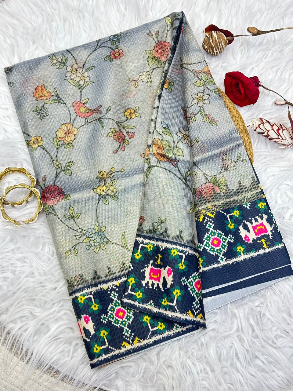 Beautiful Crushed Sarees with Patola Prints