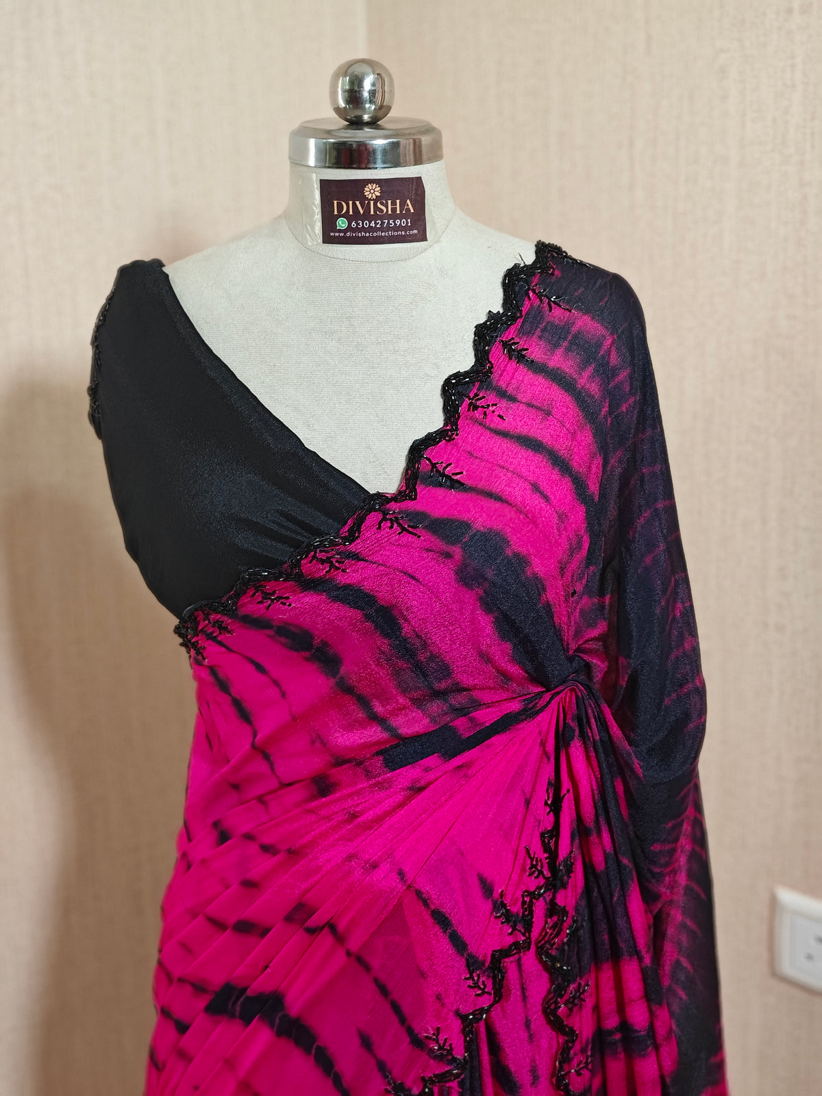 Pure Dyeable Chinon Sarees with Shibori design & Cutdana Border