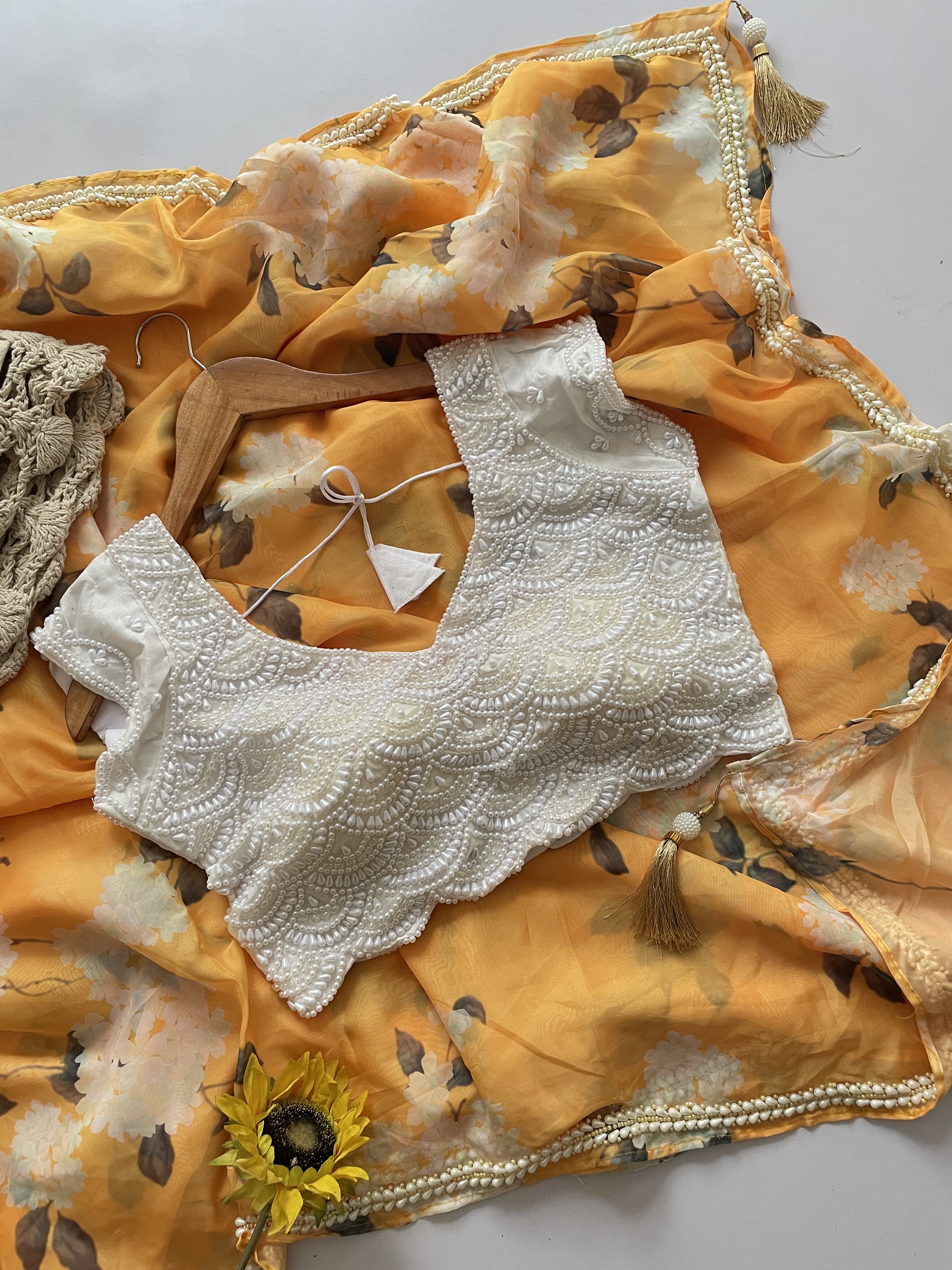 Soft Teby Organza Silk Saree with Premium Handwork