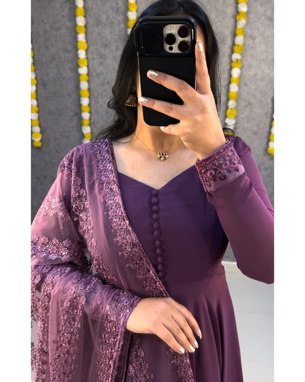 Soft Faux Georgette Gown with Duppata