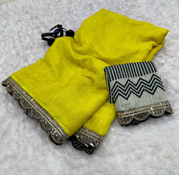 Lenin Cotton Soft & Smooth Foil Print with Embroidery Lace Work