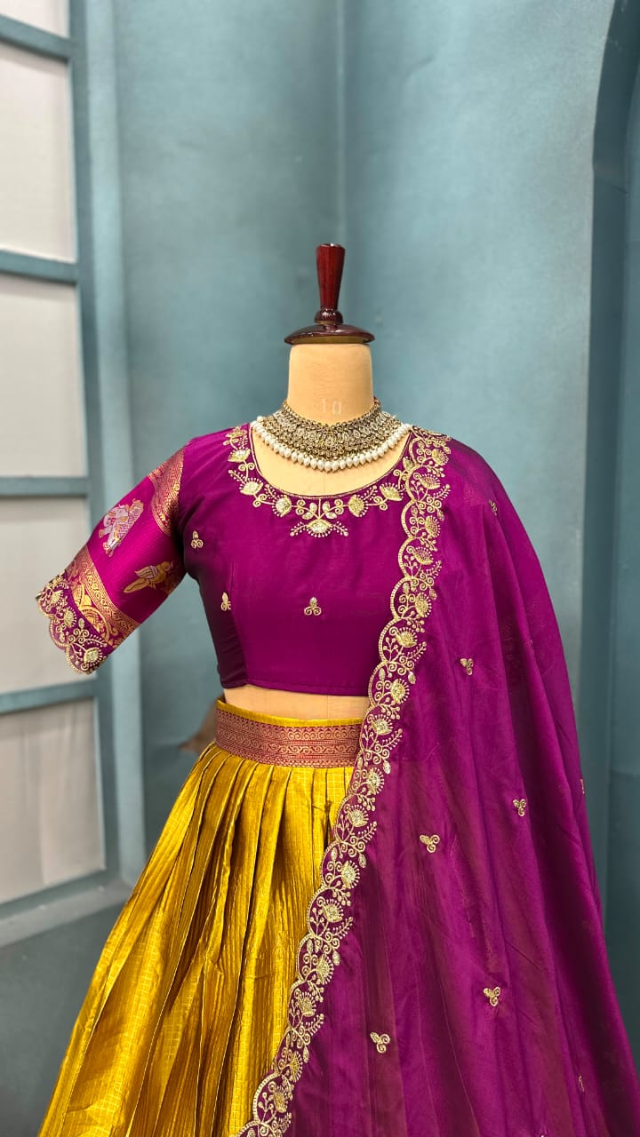 Designer Premium Fully Stitched Kanjivaram Silk Lehanga