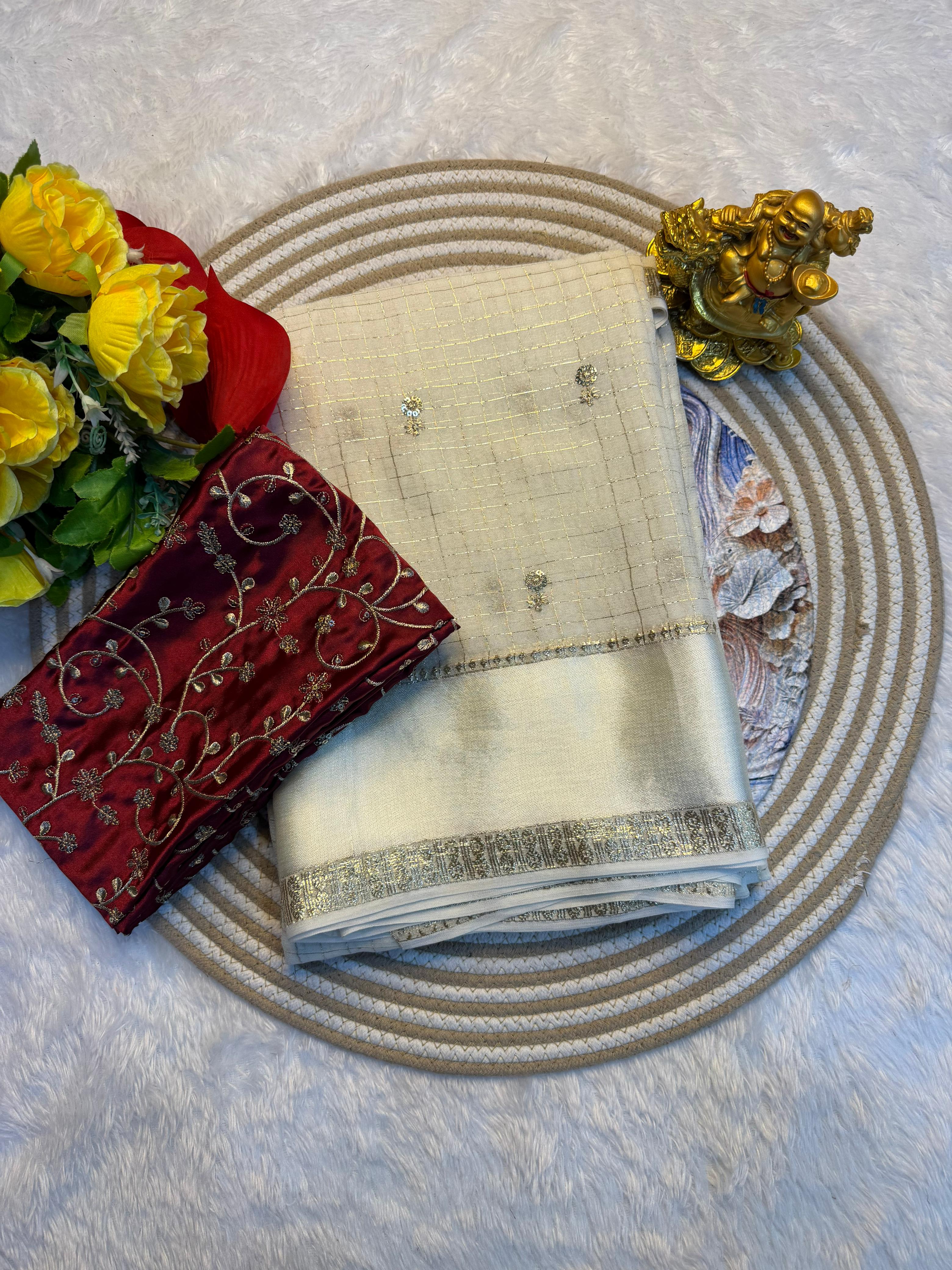 Viscose Georgette Saree With Designer Blouse