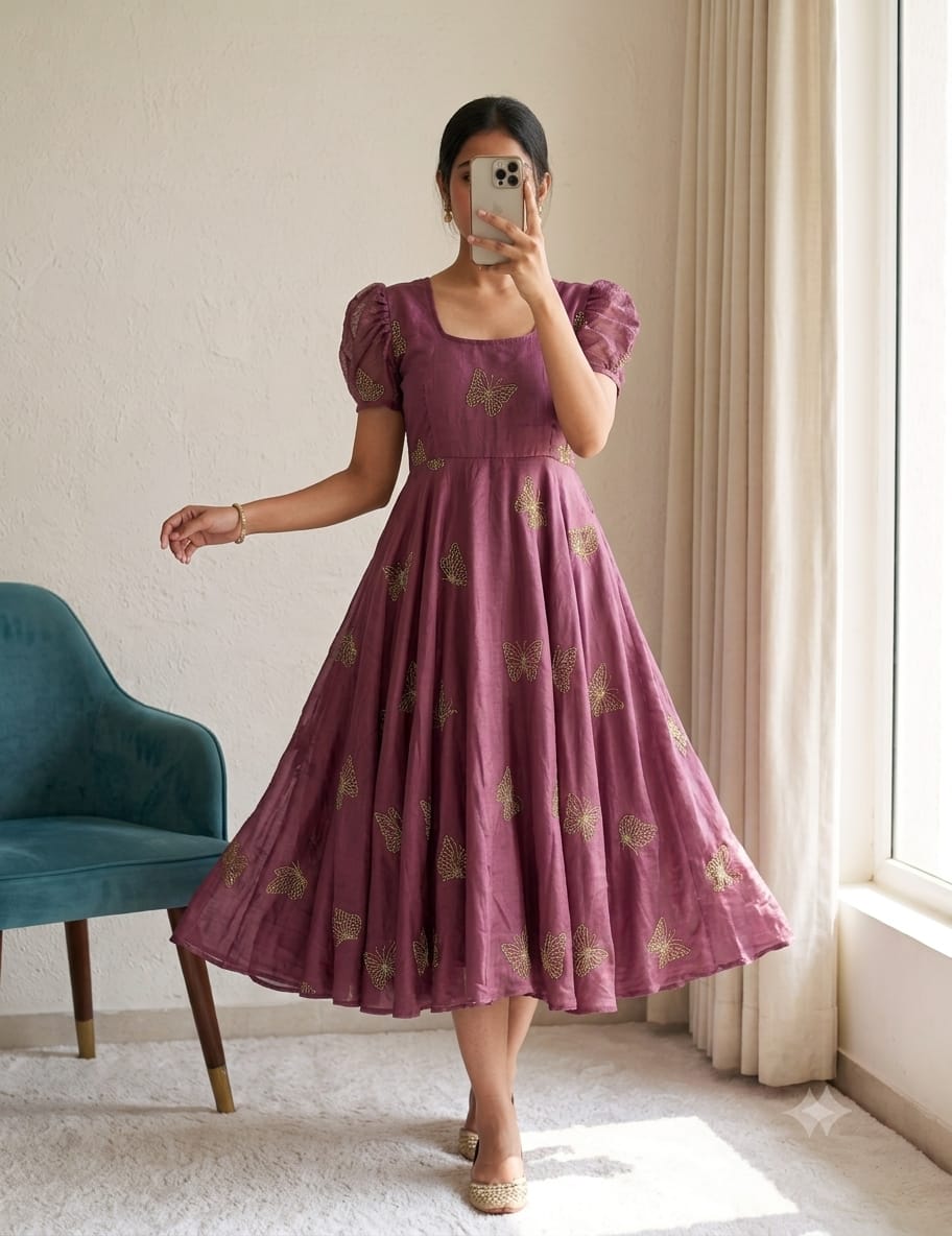 Beautiful Butterfly Designer Beats Sequance Work Dress