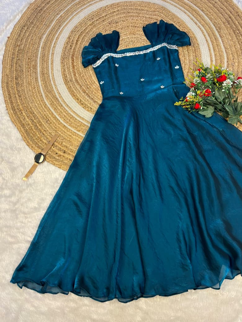 Premium Space Silk Handwork Maxi Gown