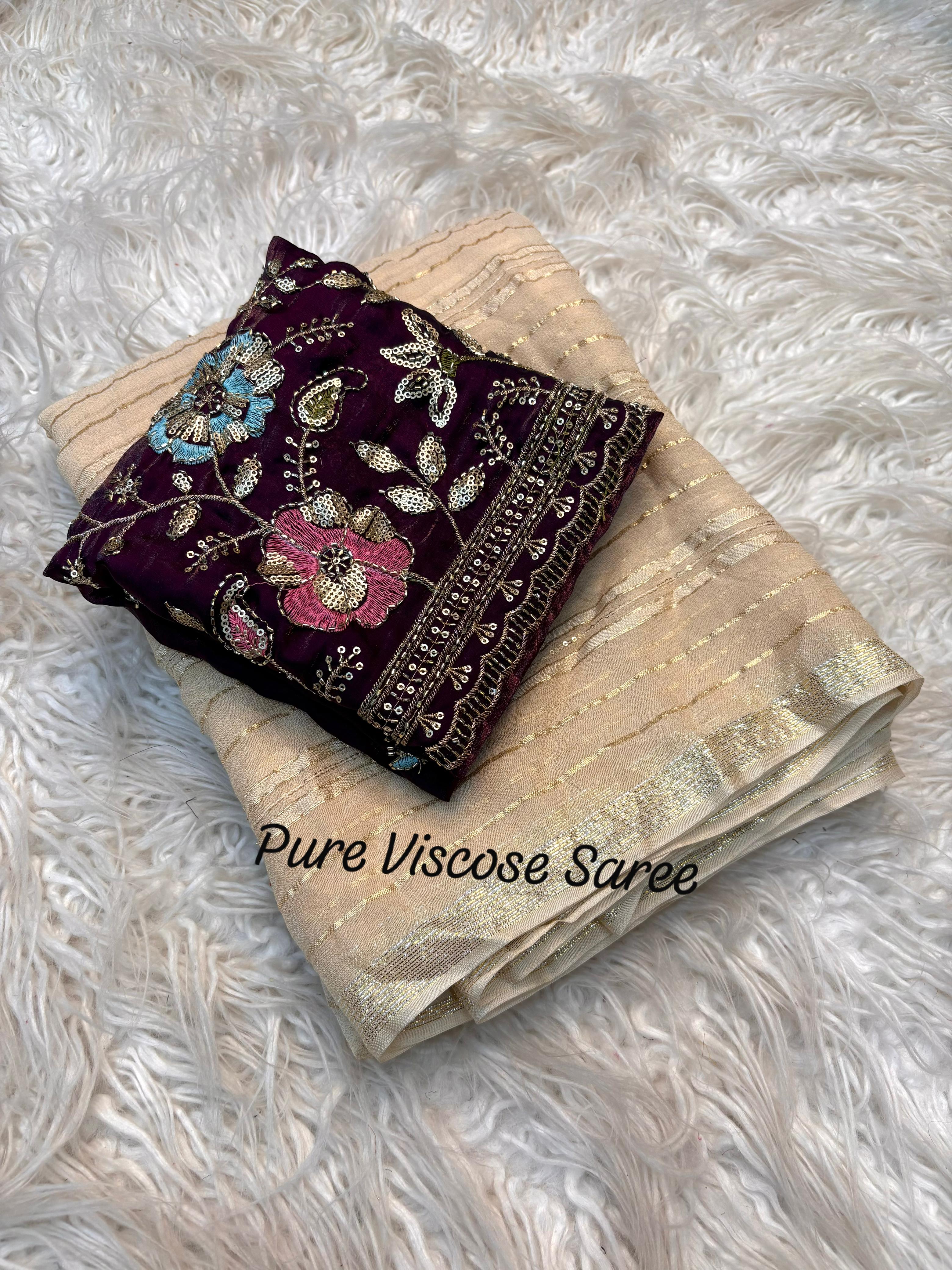 Pure Viscose Georgette Saree with Partywear Designer Blouse